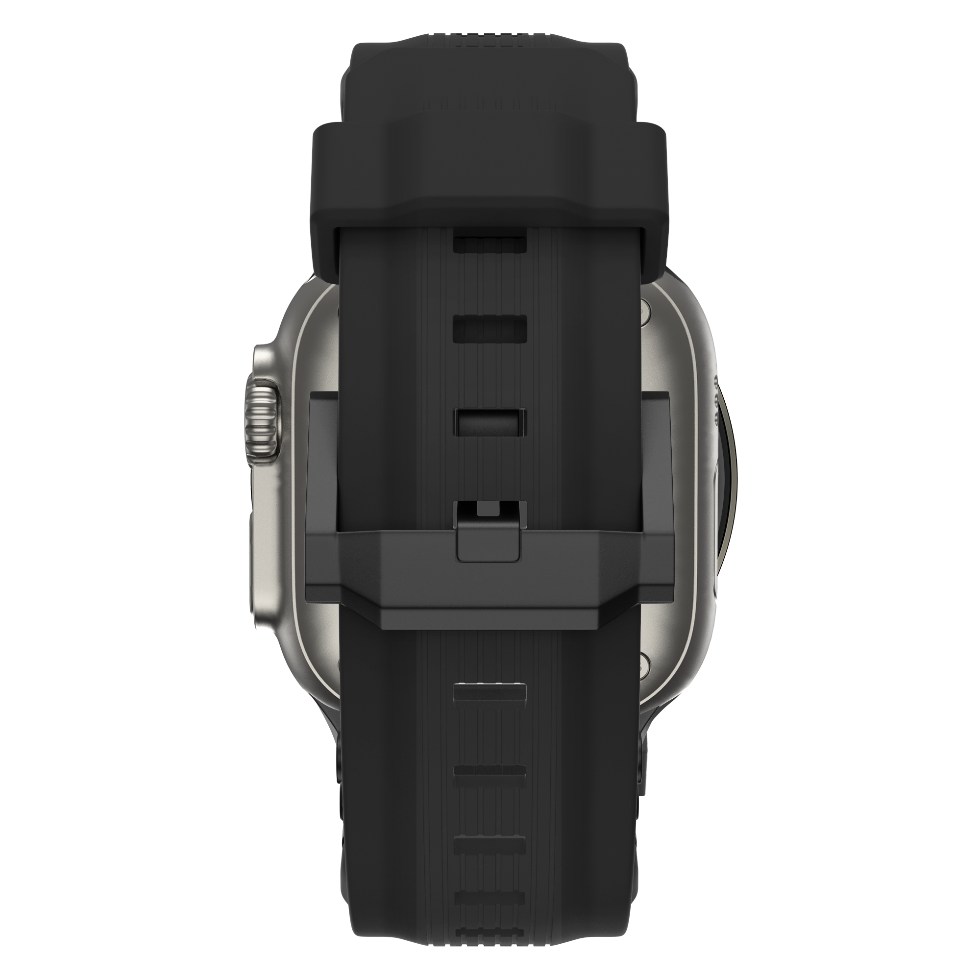 Bandz Apple Watch liquid siliconen band 'Explorer' (zwart met zwart)