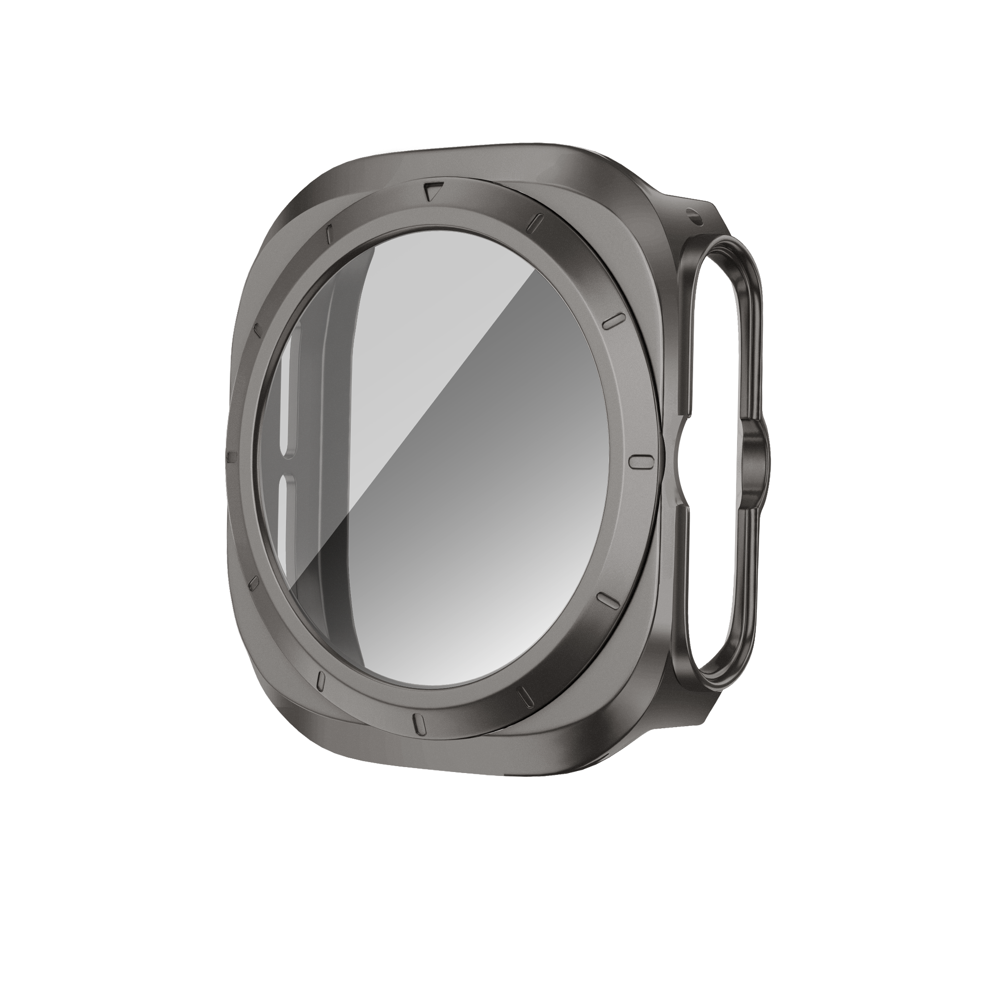 Bandz Samsung Galaxy Watch Ultra PC hoesje met glas (titanium grijs)