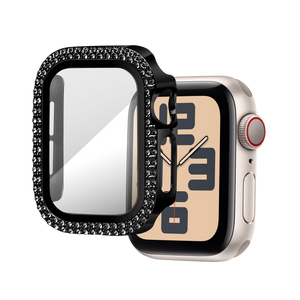 Bandz Apple Watch 10/11 - 42mm diamond hoesje met glas (zwart)
