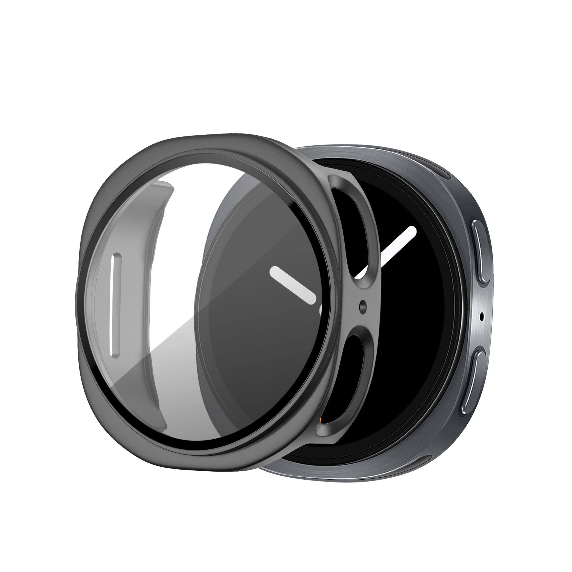 Bandz Samsung Galaxy Watch 8 - 44mm PC hoesje met glas (titanium grijs)