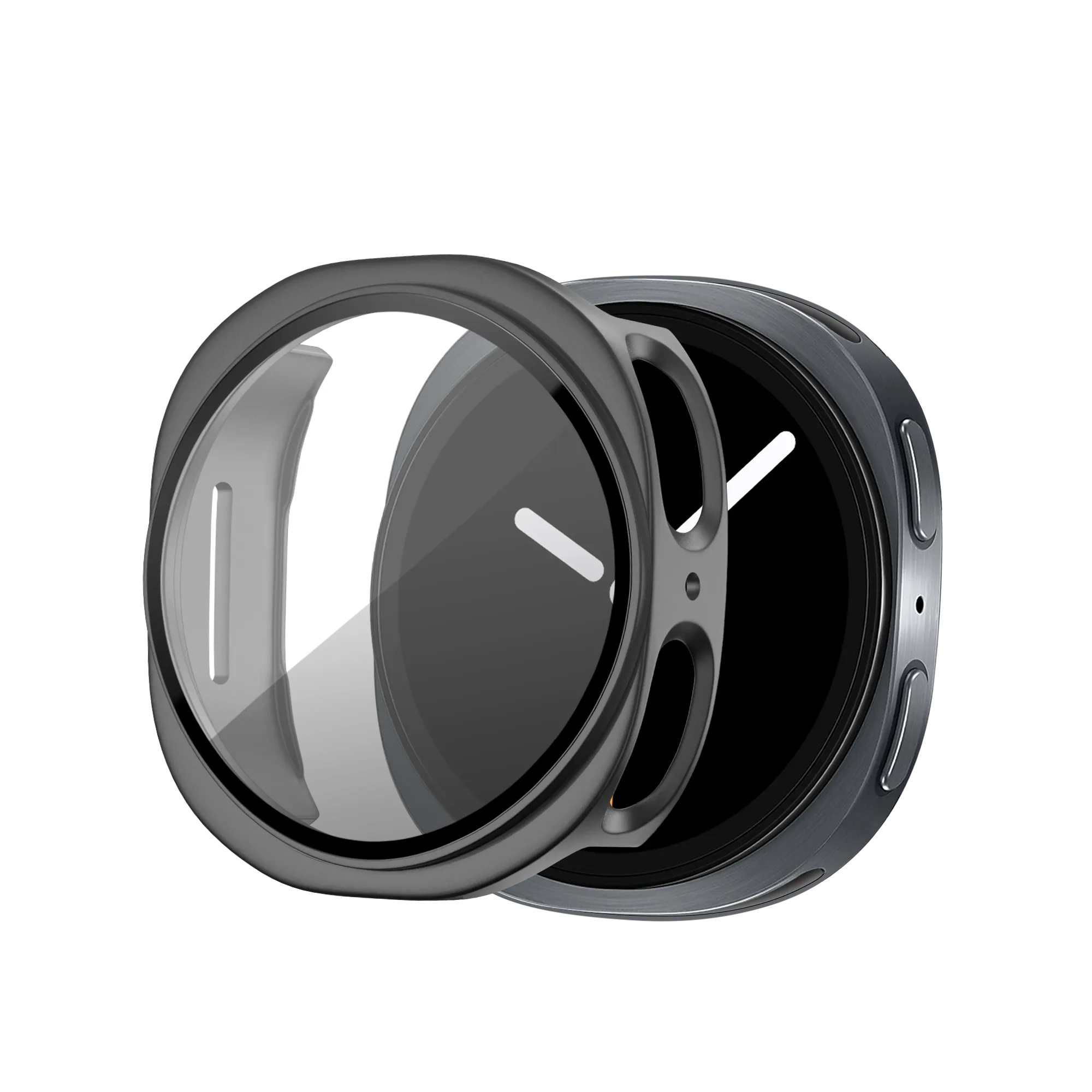 Bandz Samsung Galaxy Watch 8 - 44mm PC Cover with Glass (Titanium Grey)
