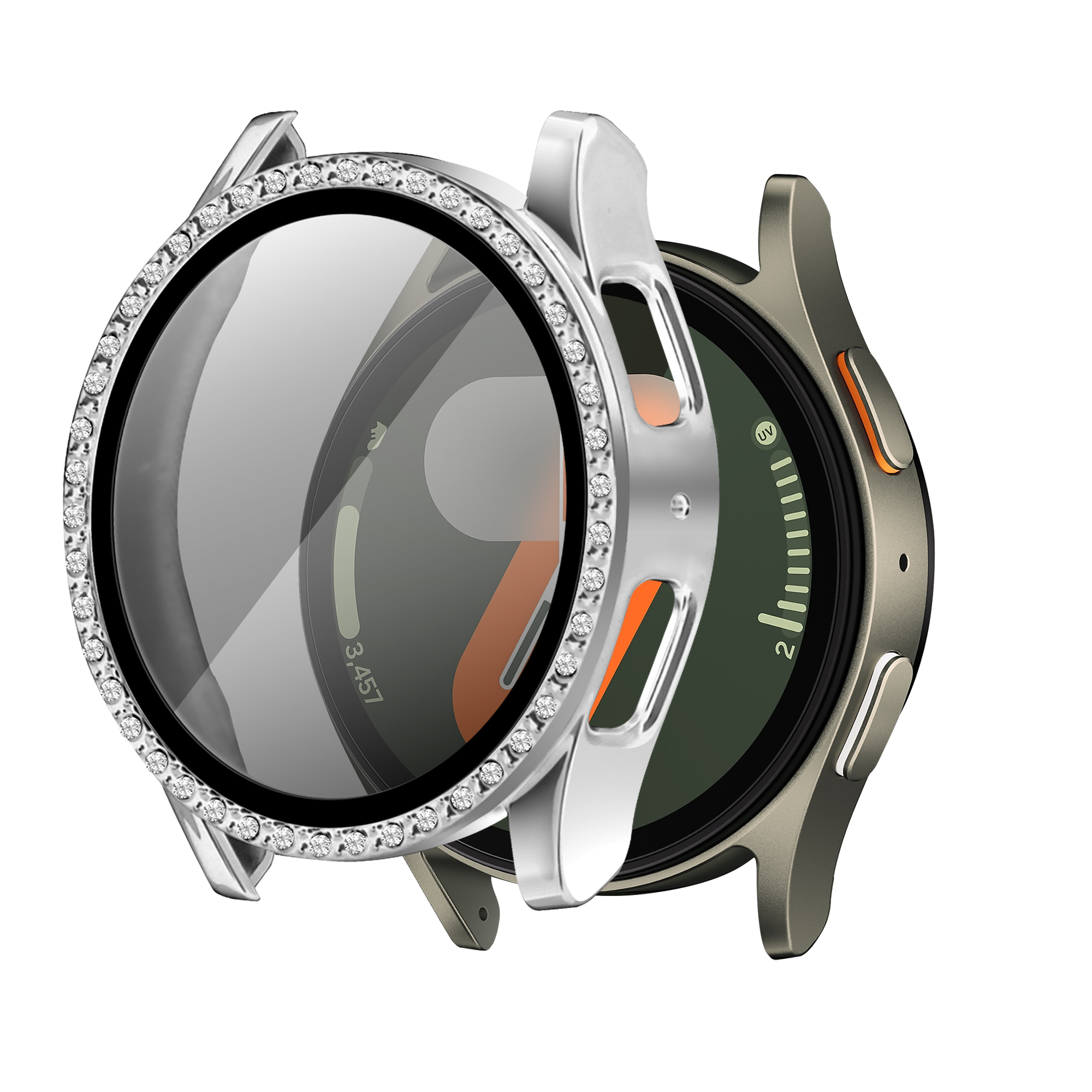 Samsung Galaxy Watch 7 - 40mm Diamond hoesje met glas (zilver)