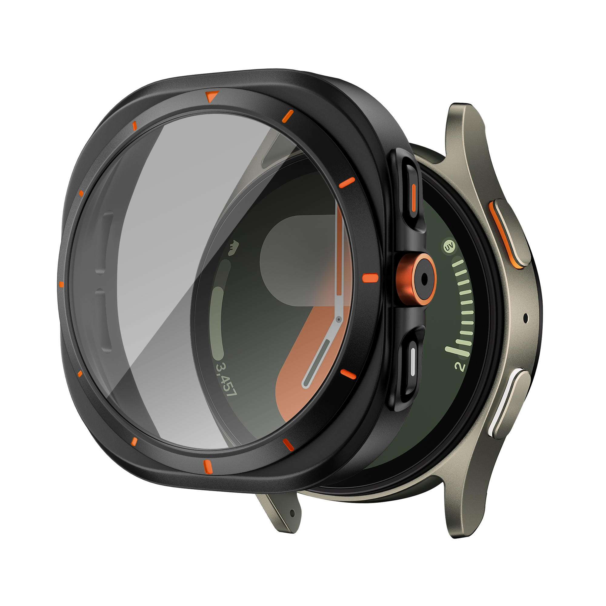 Bandz Samsung Galaxy Watch 7 - 44mm square PC hoesje met glas (zwart)