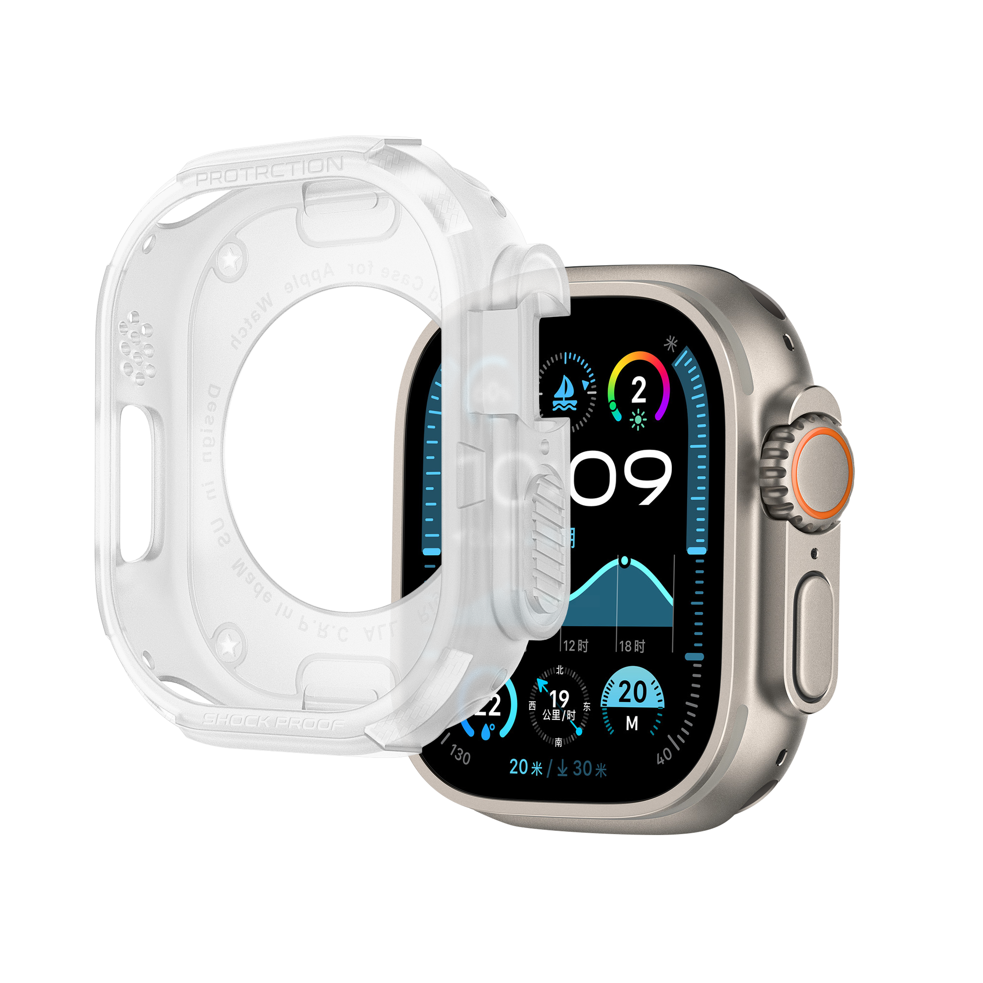 Bandz Apple Watch Ultra - 49mm Rugged TPU Case (Transparent)