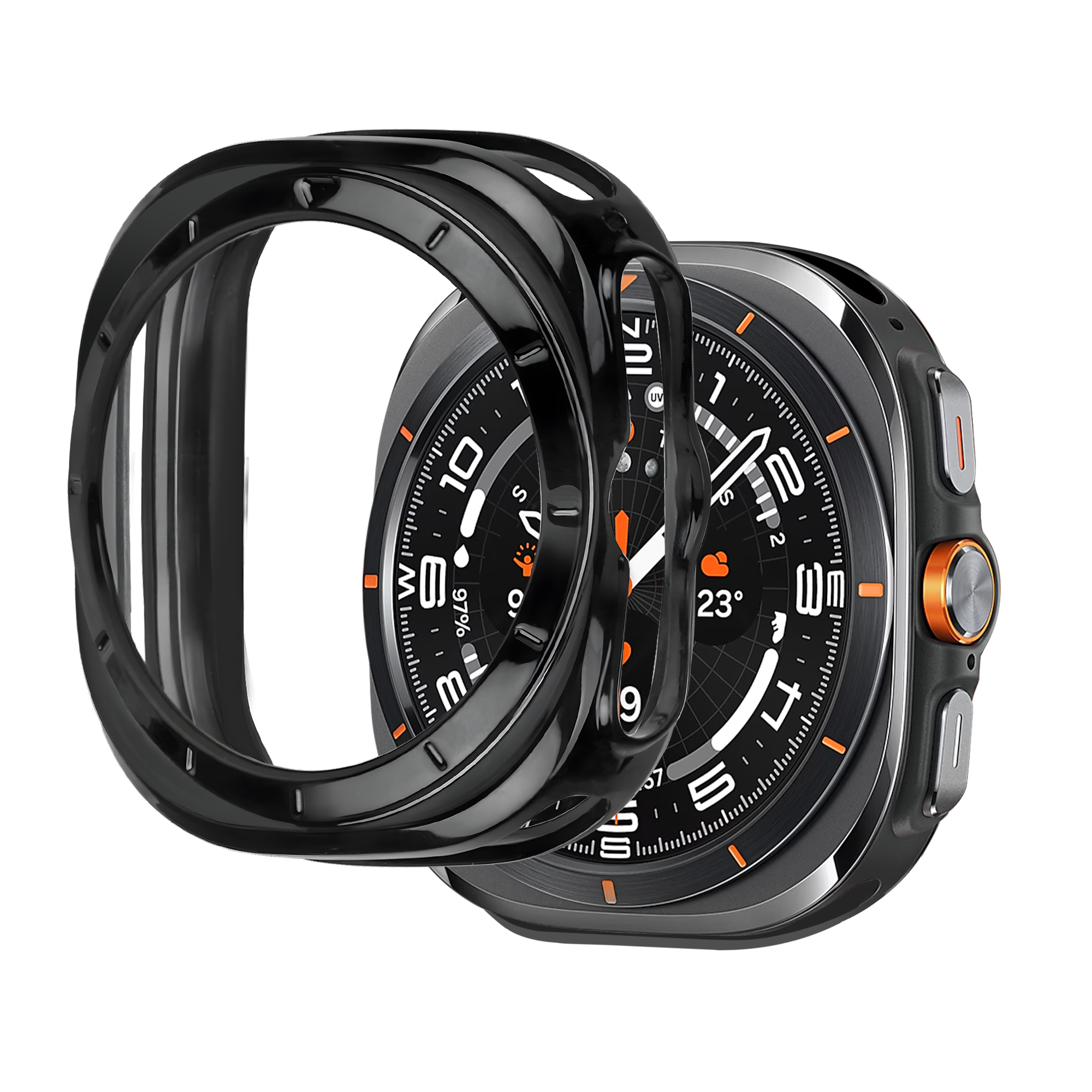Bandz Samsung Galaxy Watch Ultra gegalvaniseerd TPU hoesje (zwart)