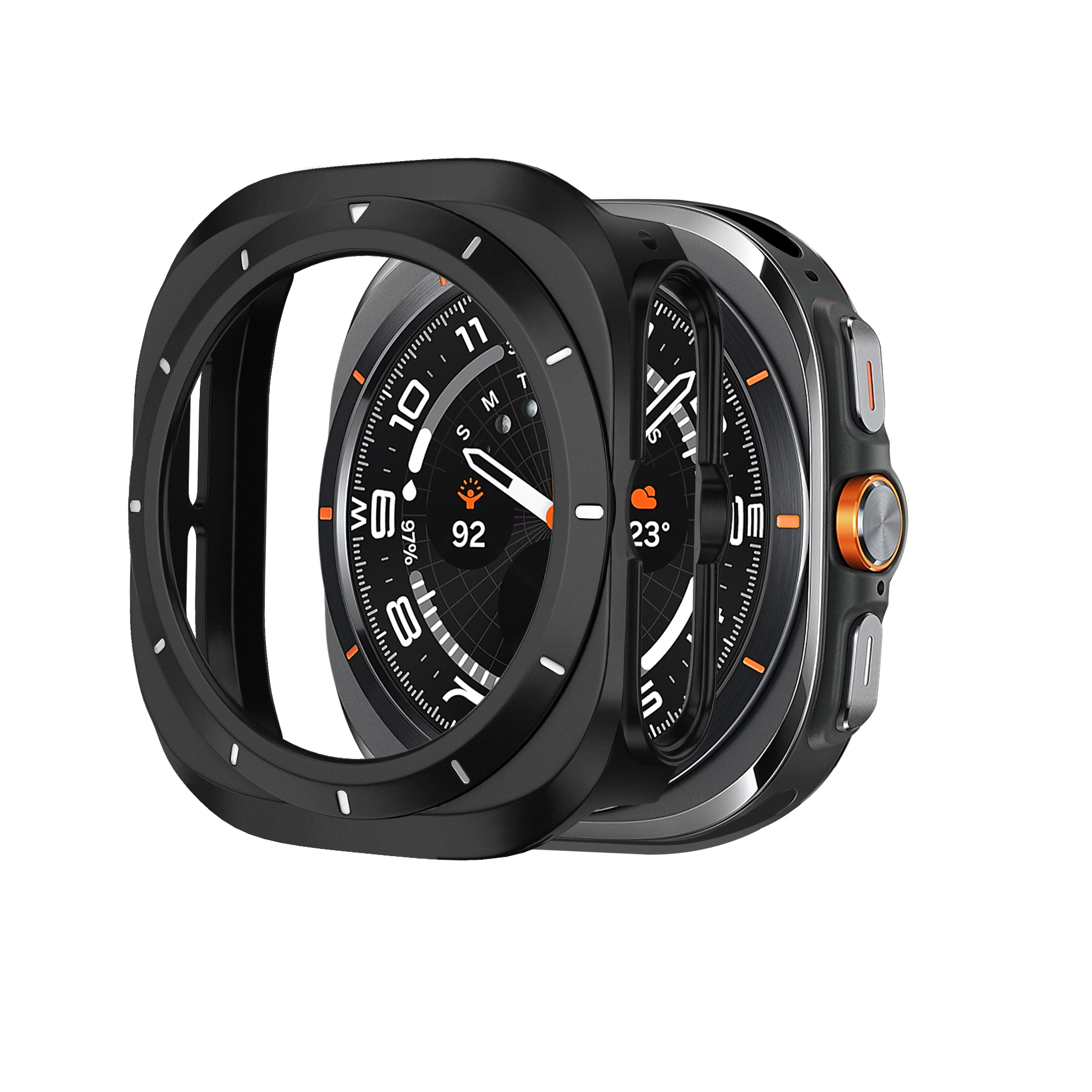 Bandz Samsung Galaxy Watch Ultra bezel PC hoesje (zwart met wit)