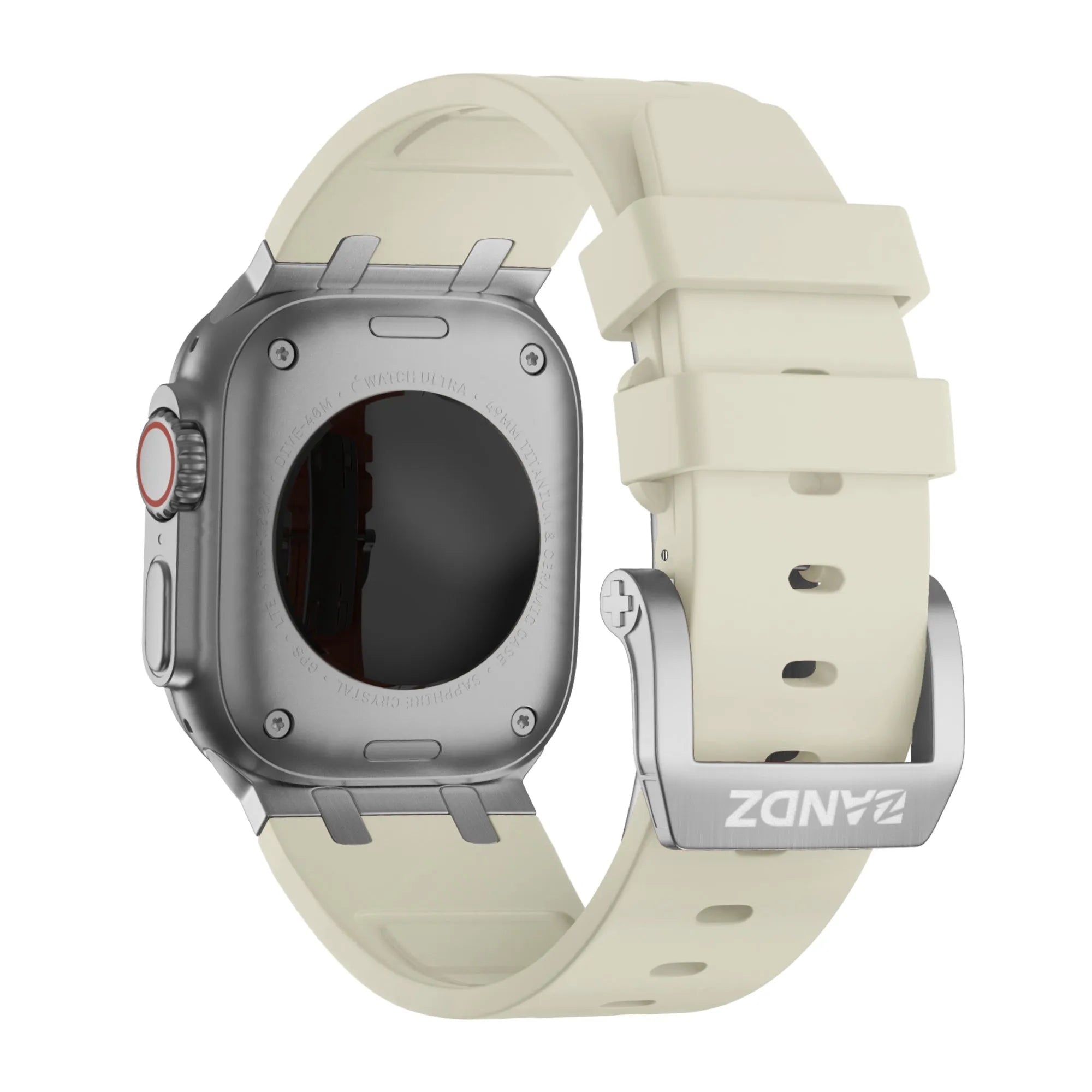 Bandz Apple Watch siliconen band 'Luxe Liquid' (beige met zilver)