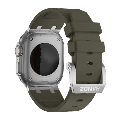 Bandz Apple Watch siliconen band 'Luxe Liquid' (bruin met zilver)