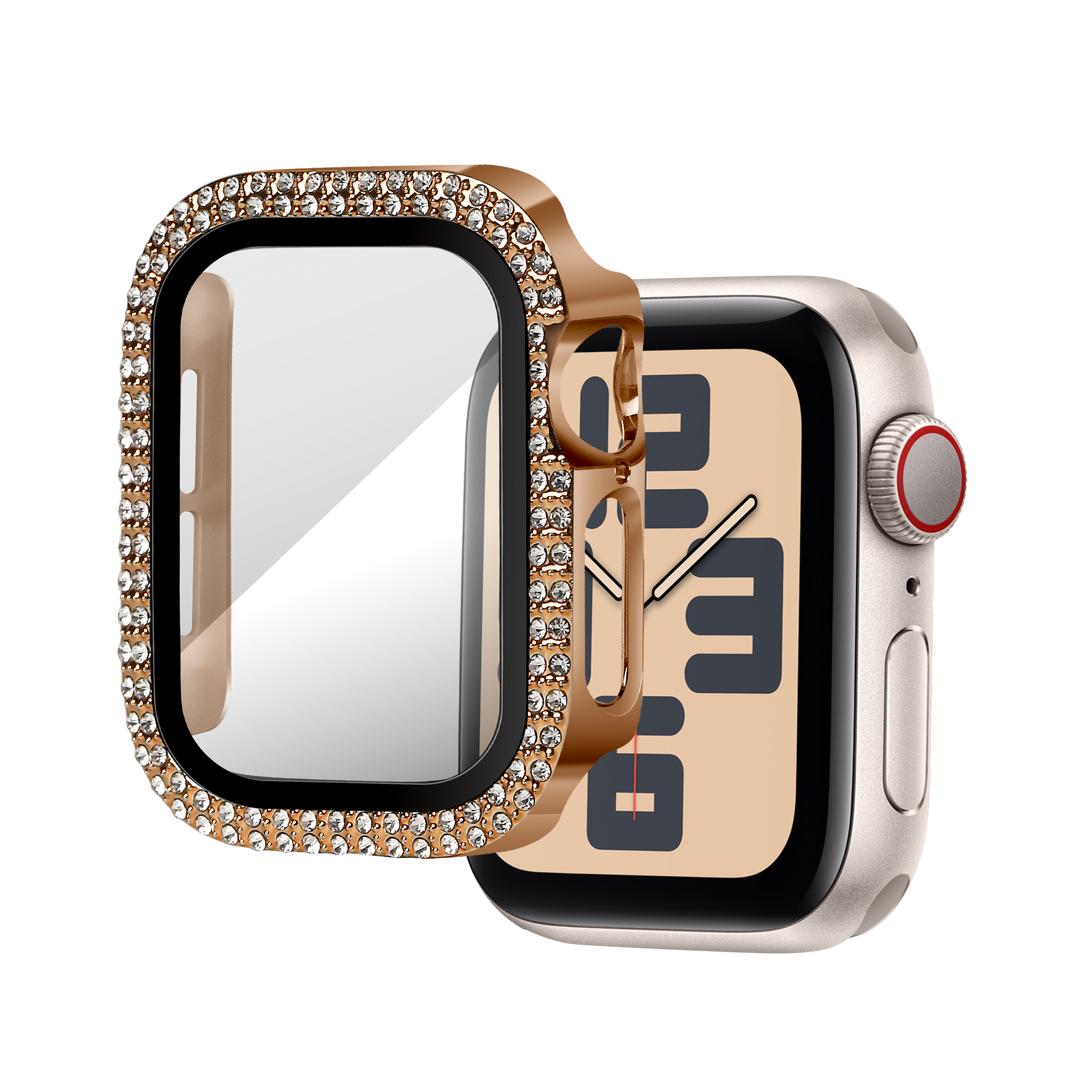 Bandz Apple Watch 10 - 42mm Diamond Case with Glass (Rose Gold)