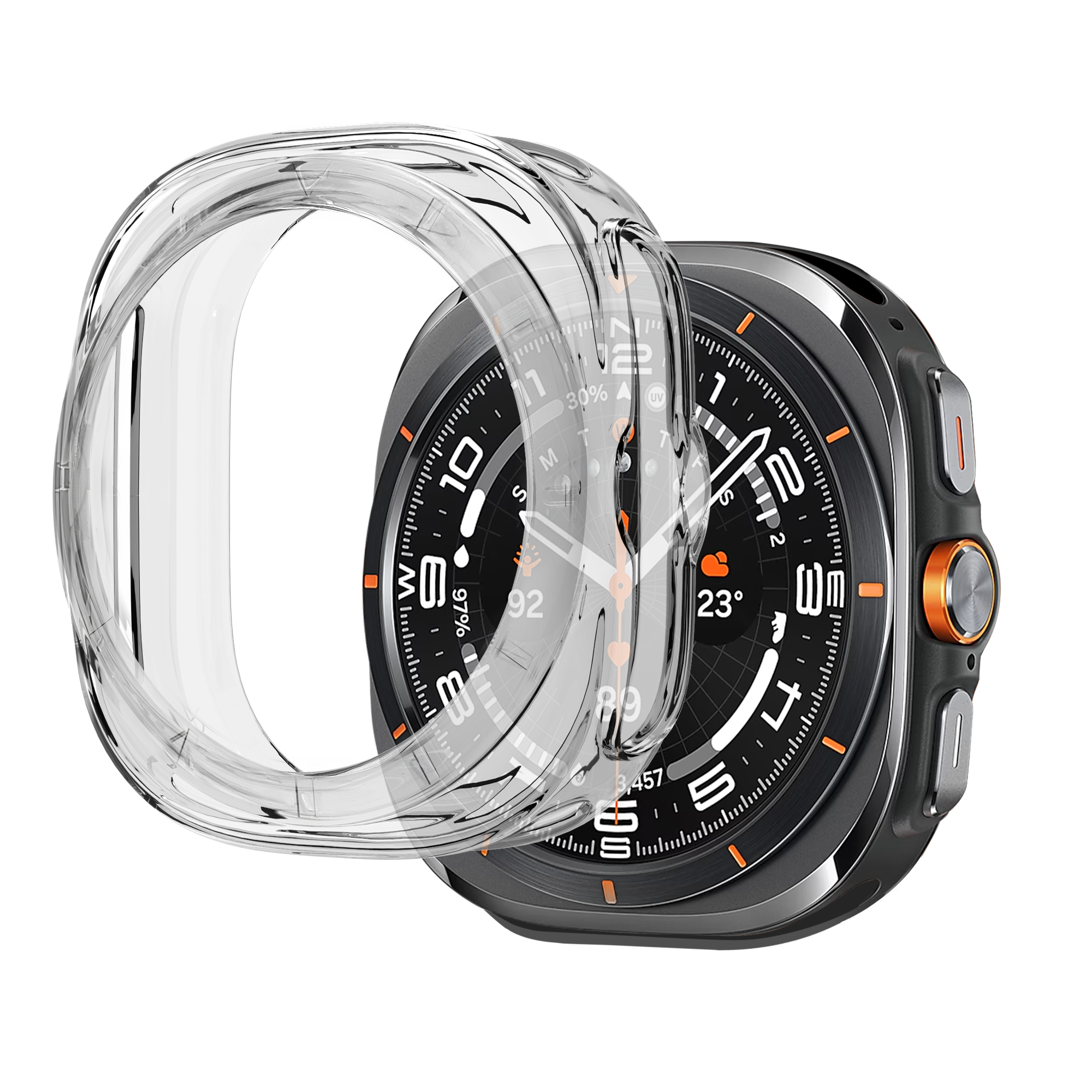 Bandz Samsung Galaxy Watch Ultra gegalvaniseerd TPU hoesje (transparant)