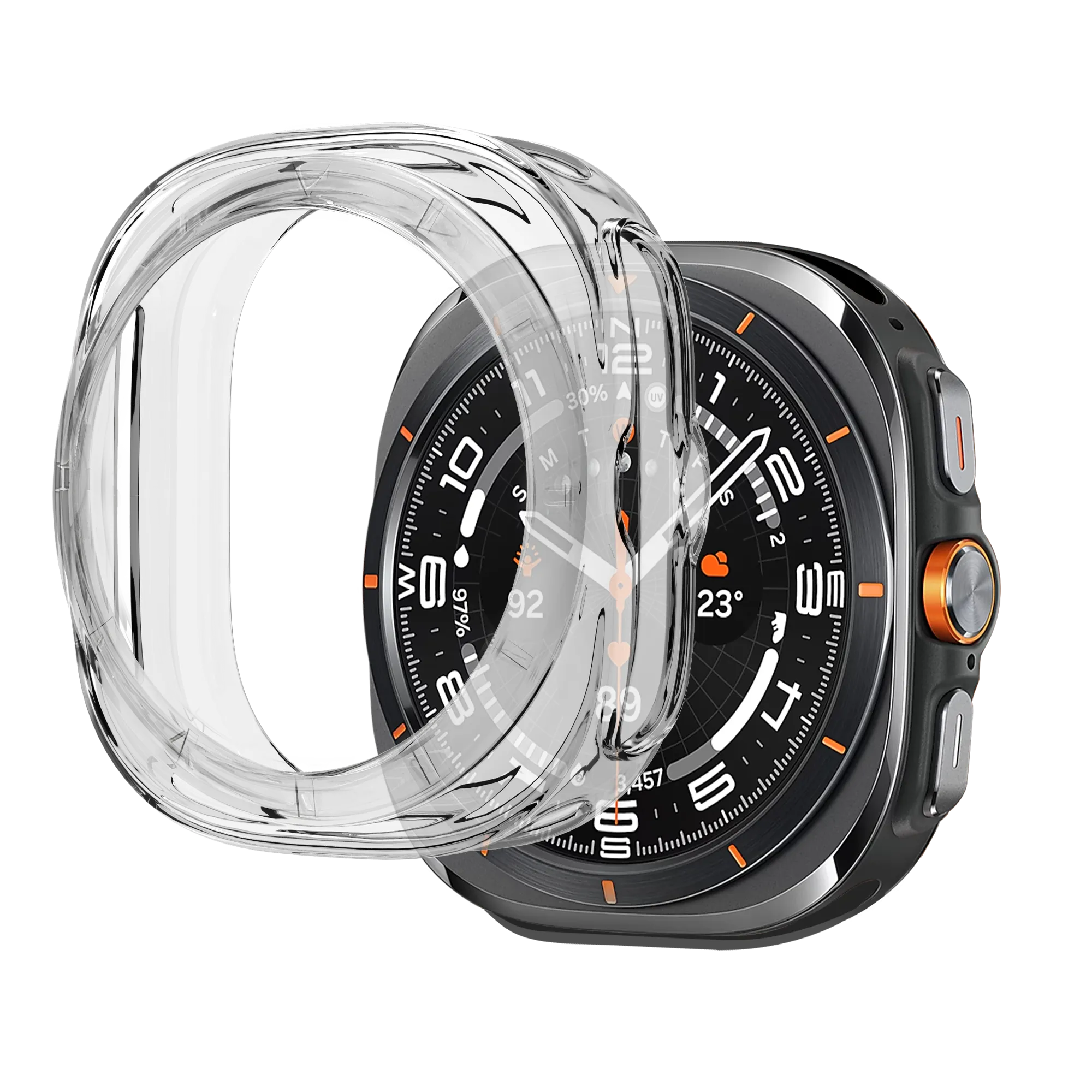 Bandz Samsung Galaxy Watch Ultra gegalvaniseerd TPU hoesje (transparant)