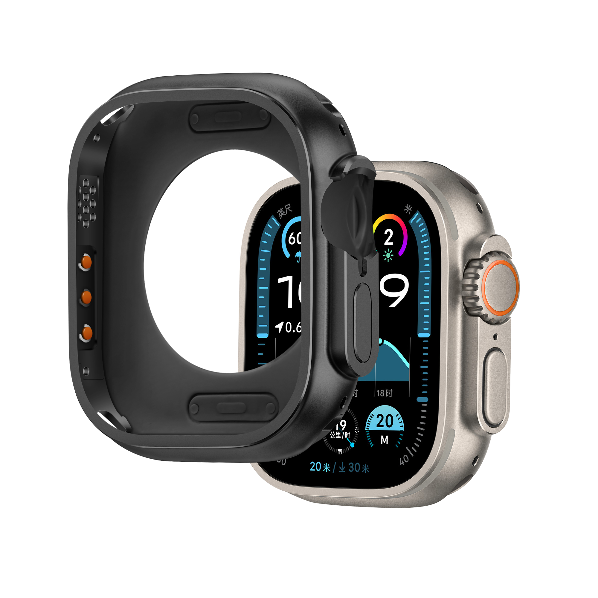 Bandz Apple Watch Ultra - 49mm metalen hoesje (zwart)