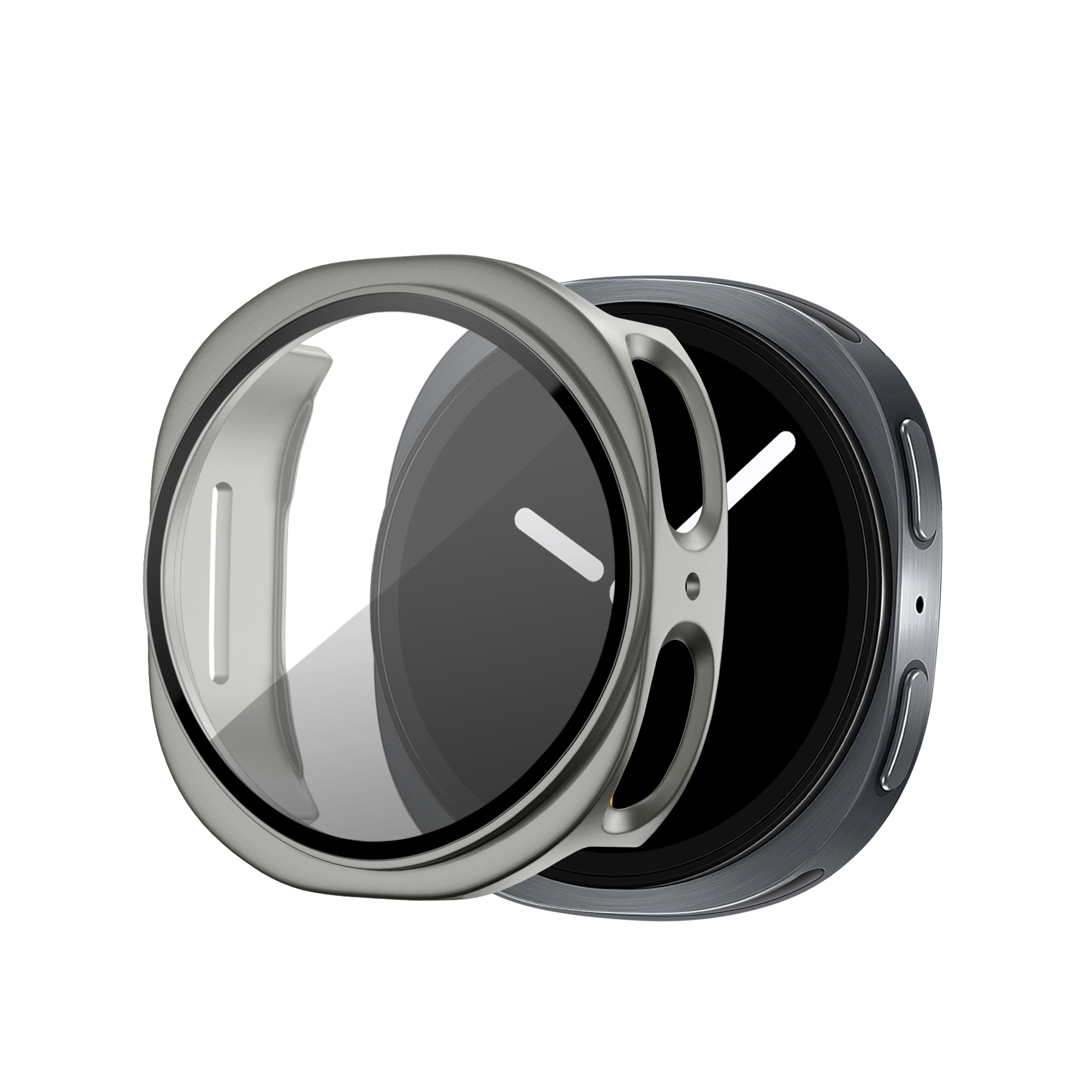 Bandz Samsung Galaxy Watch 8 - 44mm PC hoesje met glas (titanium goud)