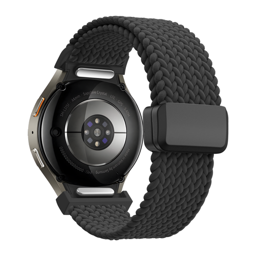 Bandz Samsung Galaxy Watch 7 - 44mm gevlochten band 'Easy fit' (zwart)