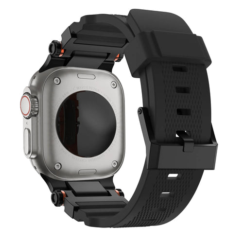 Bandz Apple Watch siliconen band 'Explorer' (zwart met zwart)