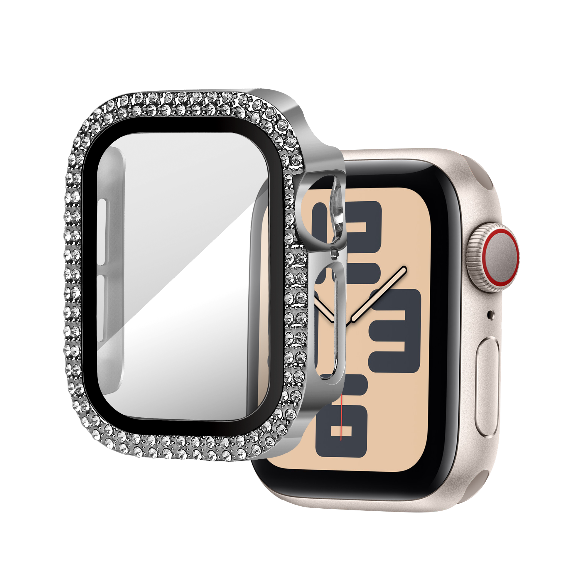 Bandz Apple Watch 10 - 42mm Diamond Case with Glass (Silver)