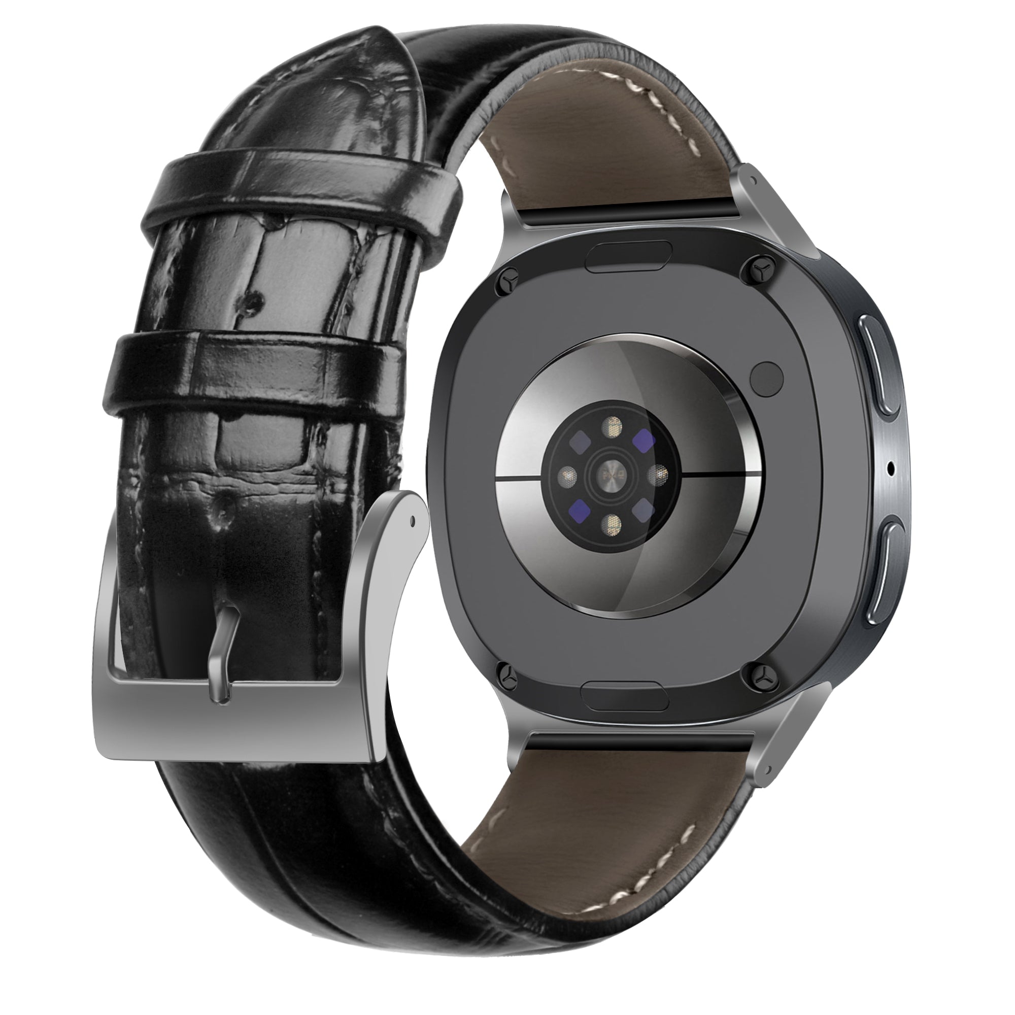 Samsung Galaxy Watch 8 - 40mm Leather Crocodile Strap (Black)