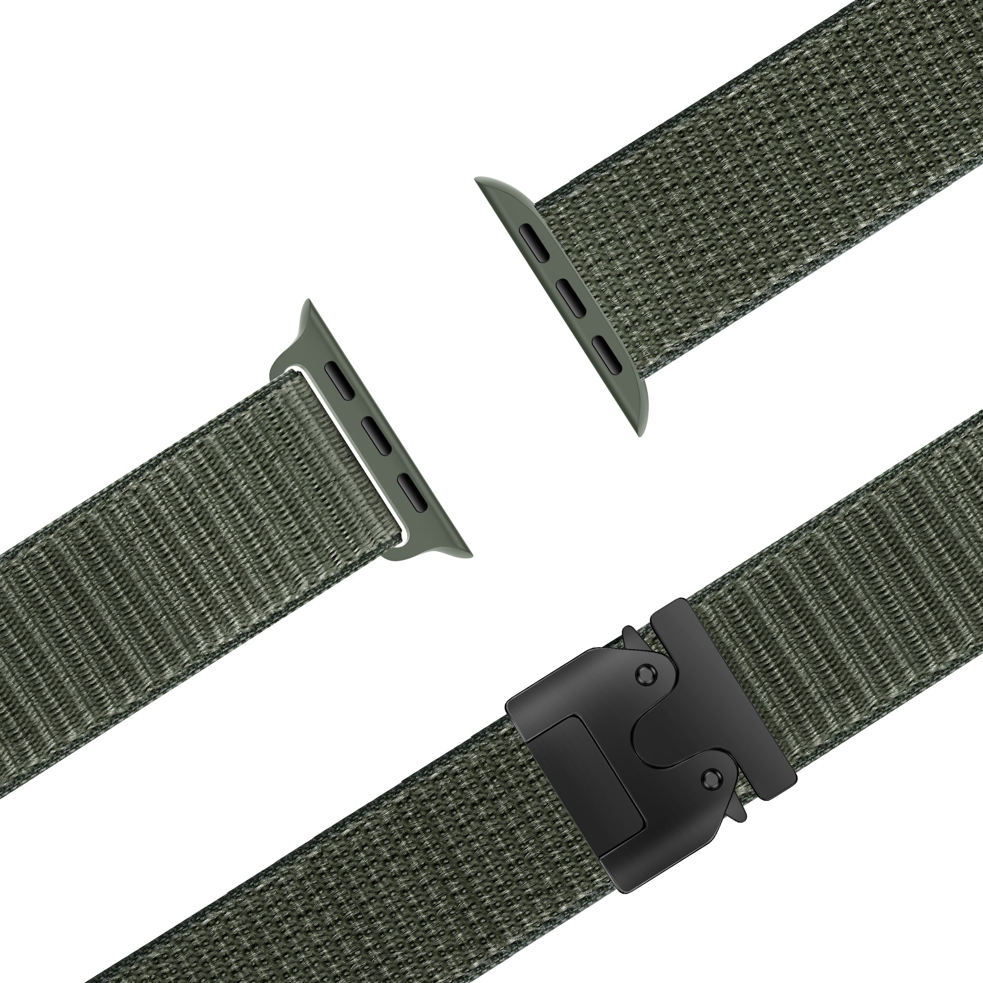 Bandz Apple Watch nylon band 'Classic' met P-buckle (legergroen)