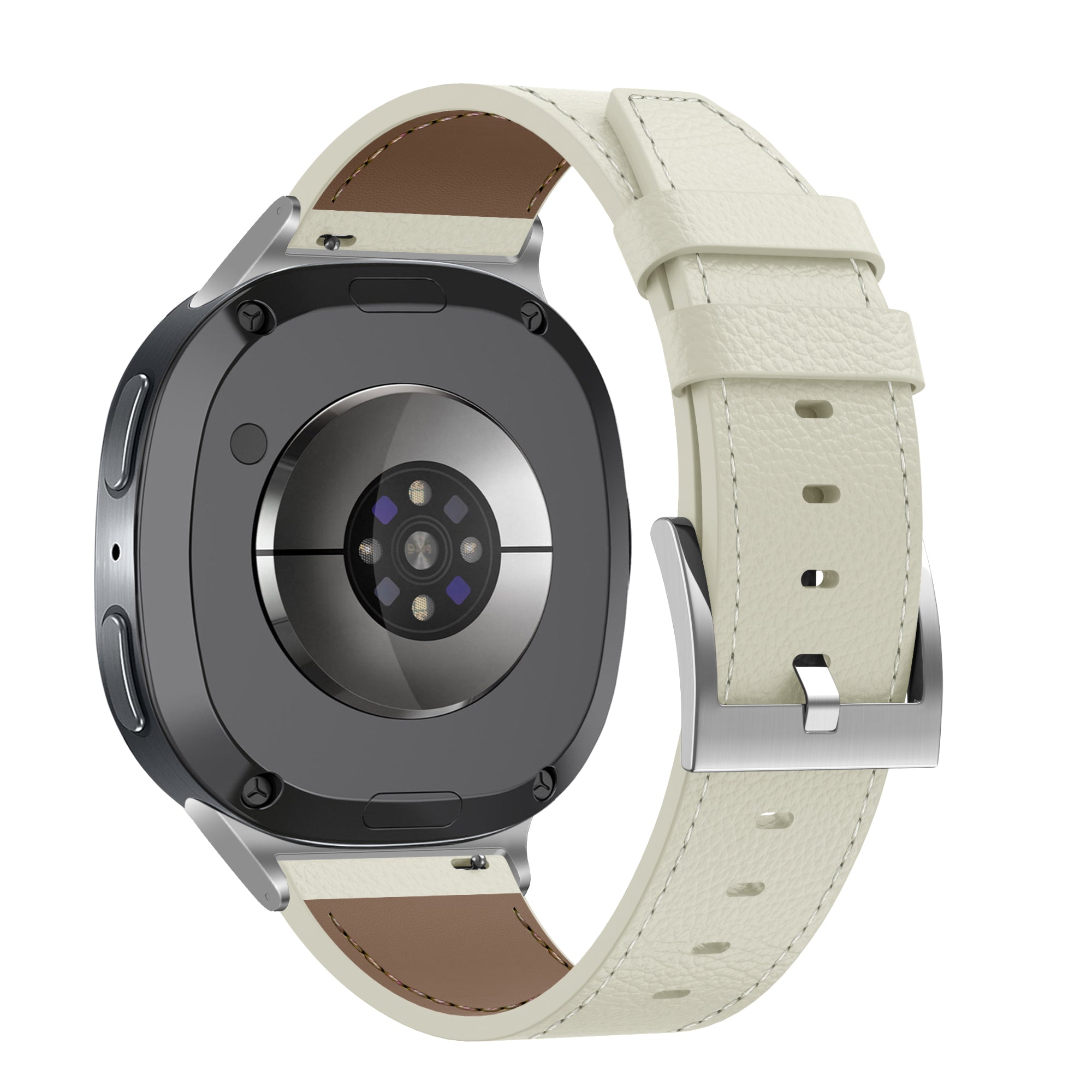 Bandz Samsung Galaxy Watch 8 - 44mm lederen band 'Deluxe' (lichtbeige)