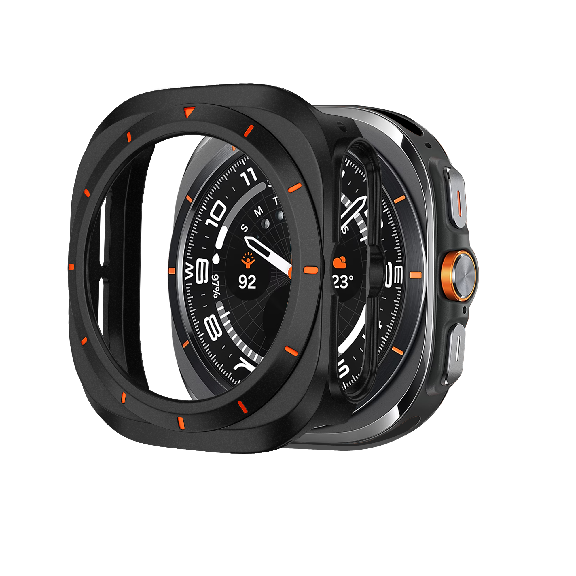 Bandz Samsung Galaxy Watch Ultra bezel PC hoesje (zwart met oranje)