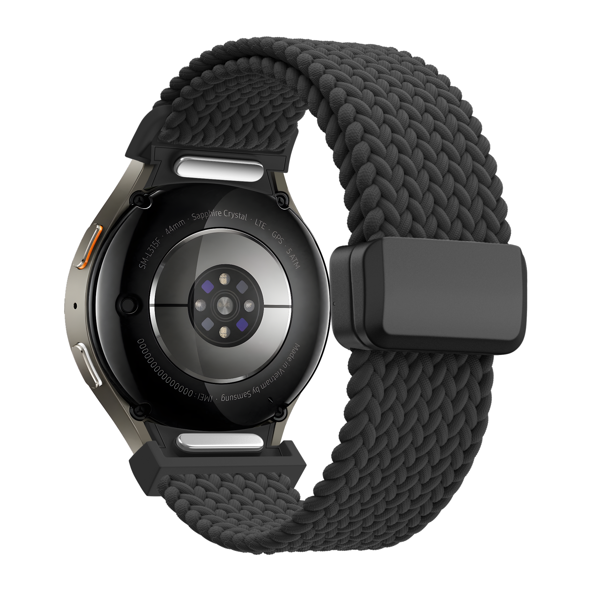 Bandz Samsung Galaxy Watch FE gevlochten band 'Easy fit' (zwart)