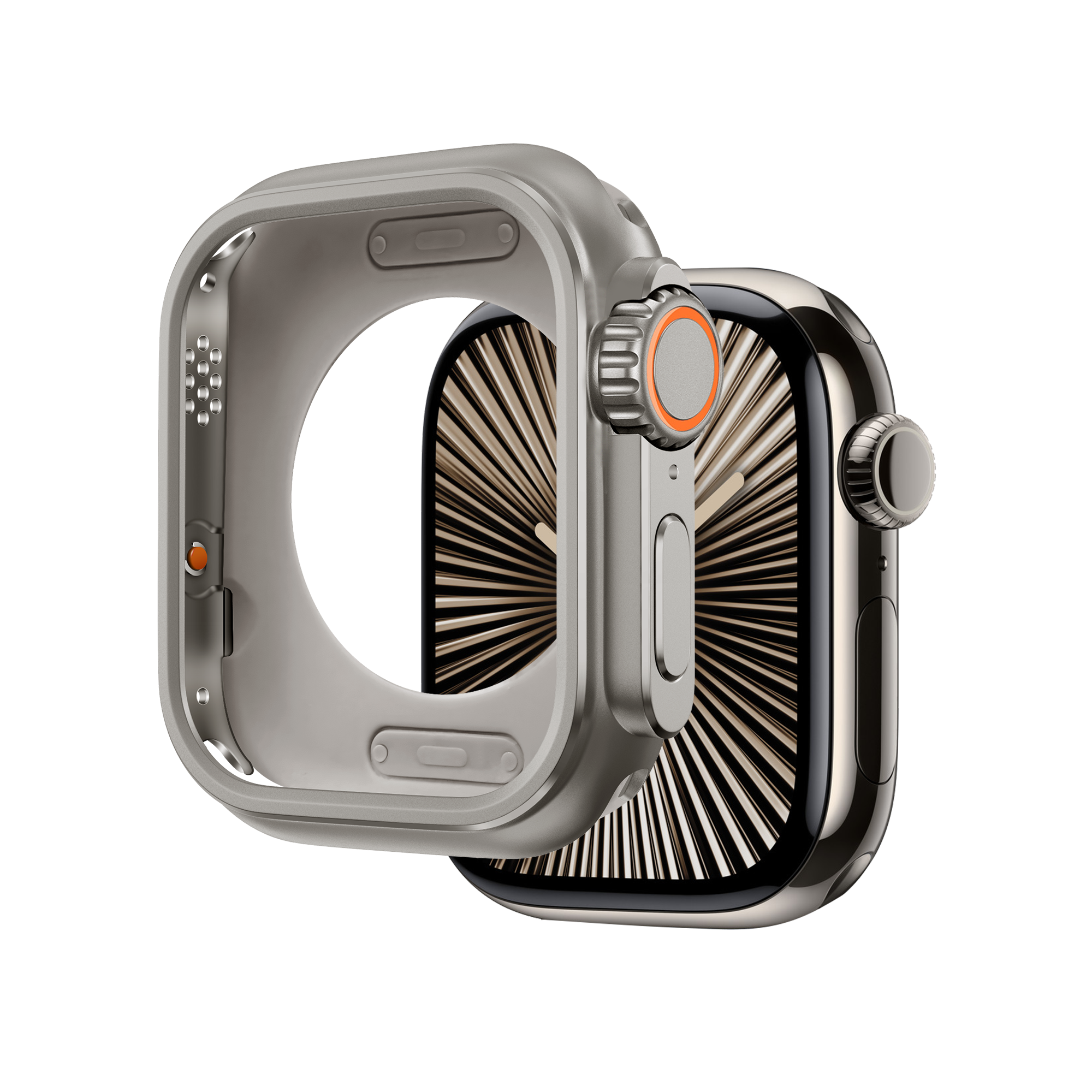 Bandz Apple Watch 7/8/9 - 45mm metalen hoesje (titanium)