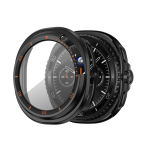 Bandz Samsung Galaxy Watch 8 Classic Bezel Cover with Glass (Black/Orange)