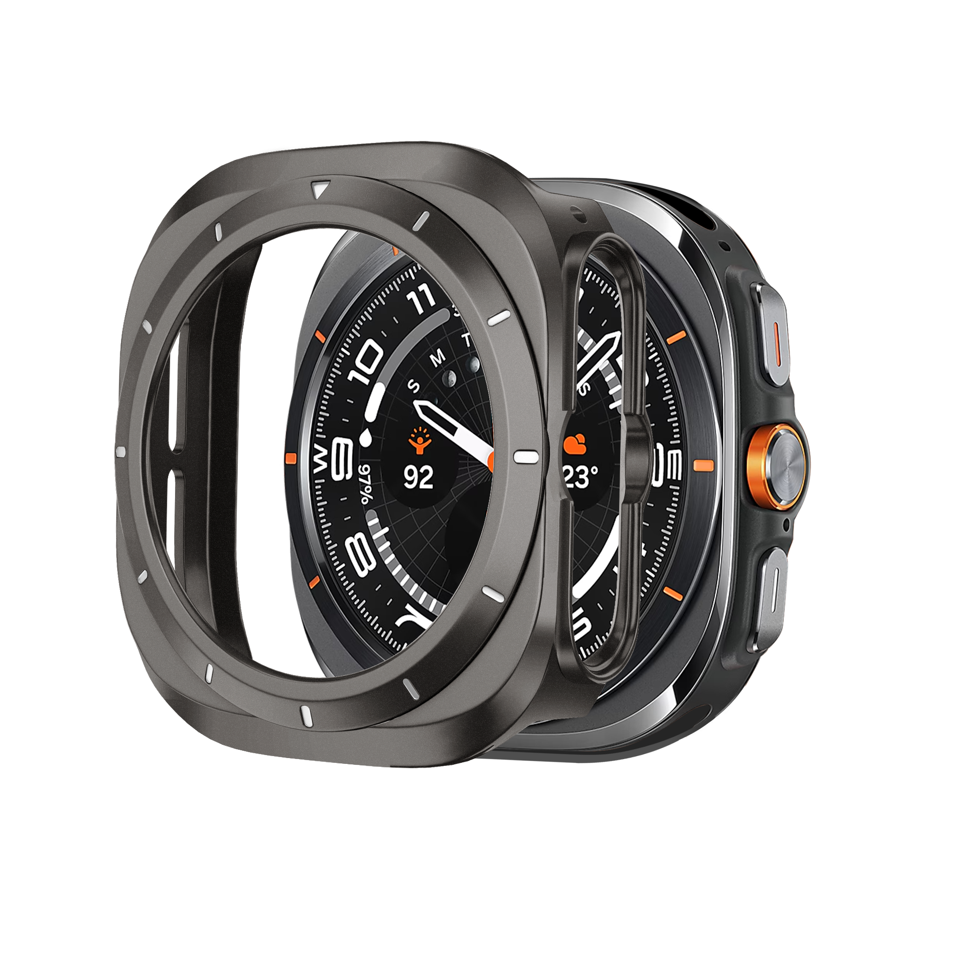 Bandz Samsung Galaxy Watch Ultra bezel PC hoesje (titanium grijs met wit)