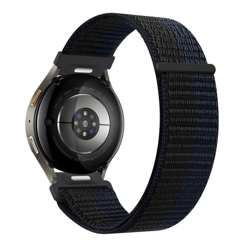 Bandz Pebble Round 2 - 20mm nylon band 'Easy fit' (zwart/blauw)
