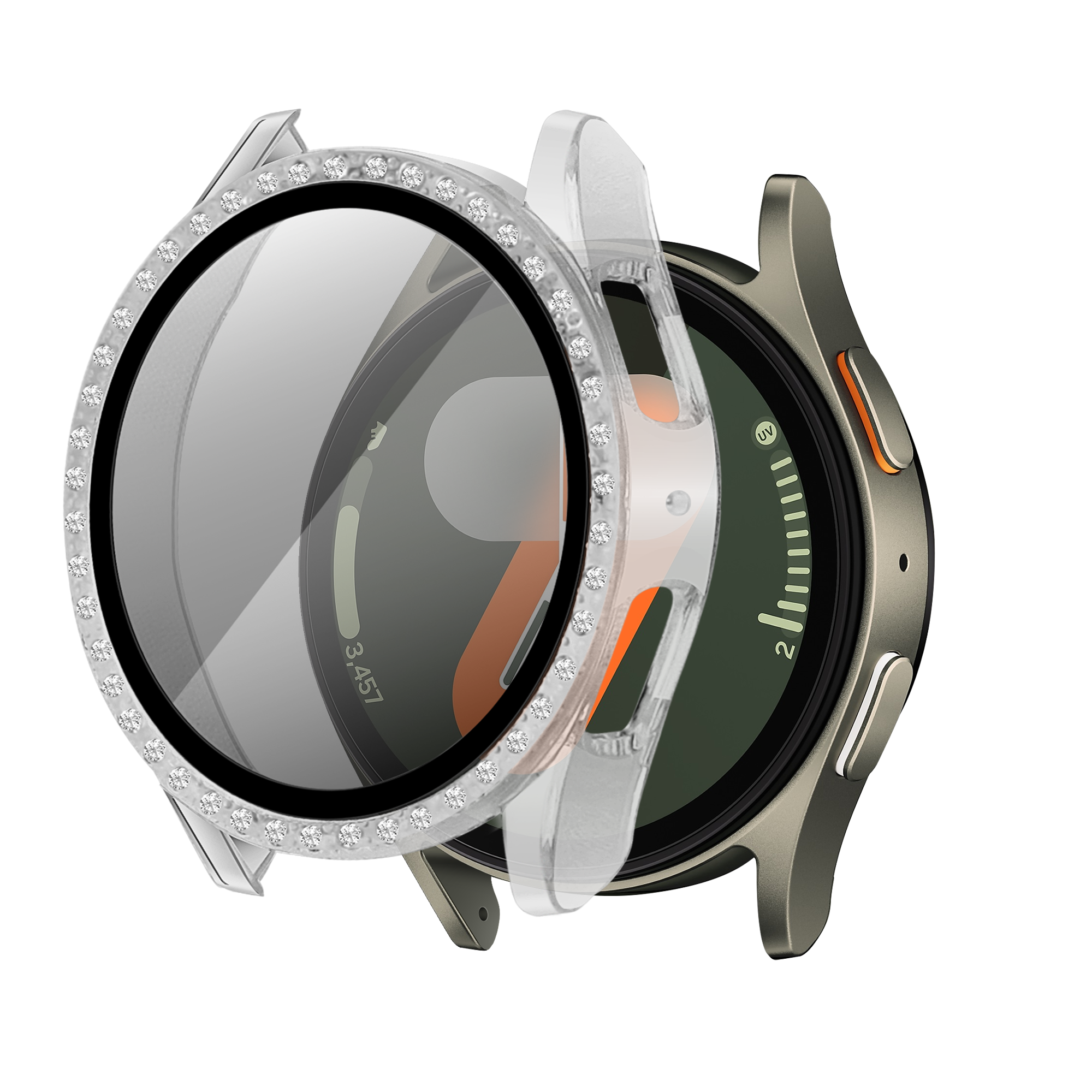 Samsung Galaxy Watch 7 - 40mm Diamond hoesje met glas (transparant)