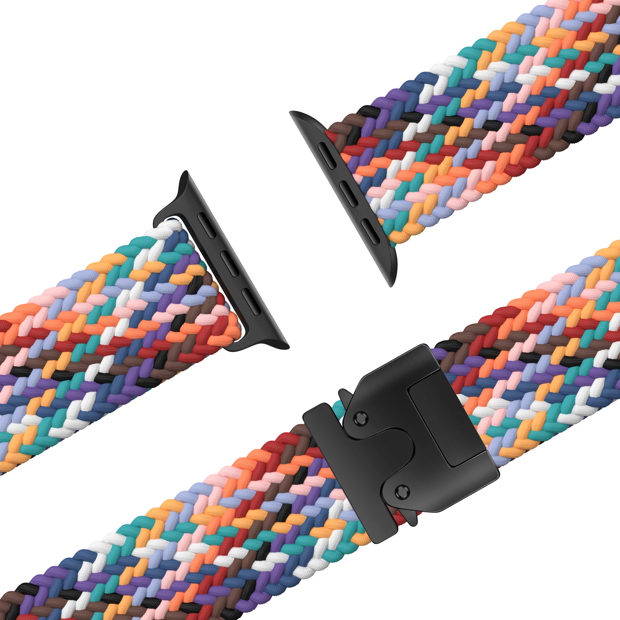 Bandz Apple Watch gevlochten nylon band met P-buckle (regenboog)