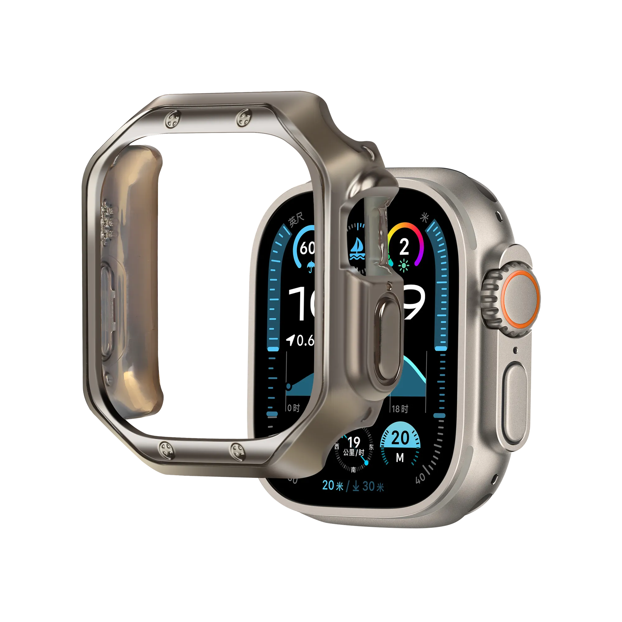 Bandz Apple Watch Ultra - 49mm gegalvaniseerd TPU hoesje (titanium)