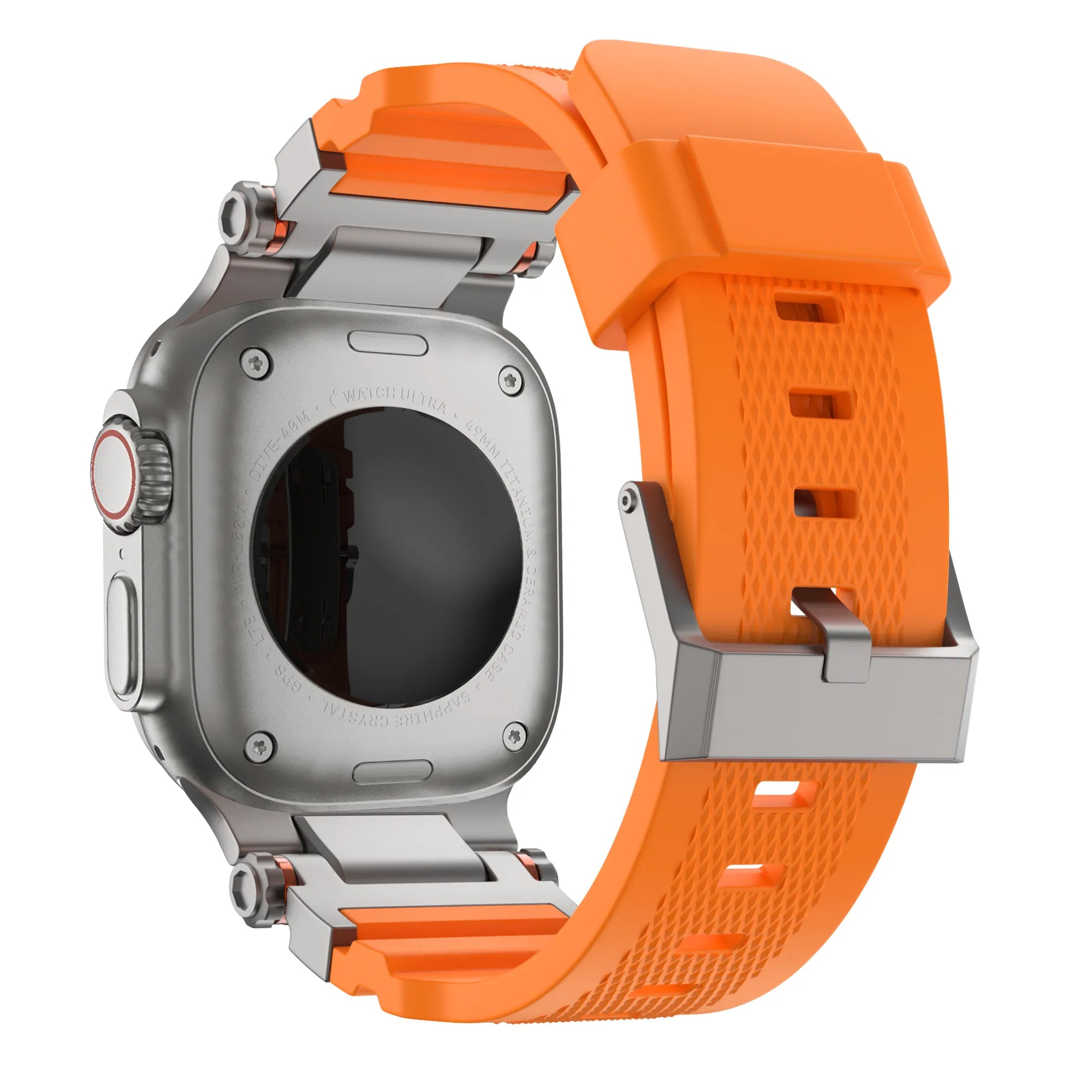 Bandz Apple Watch siliconen band 'Explorer' (oranje met titanium)