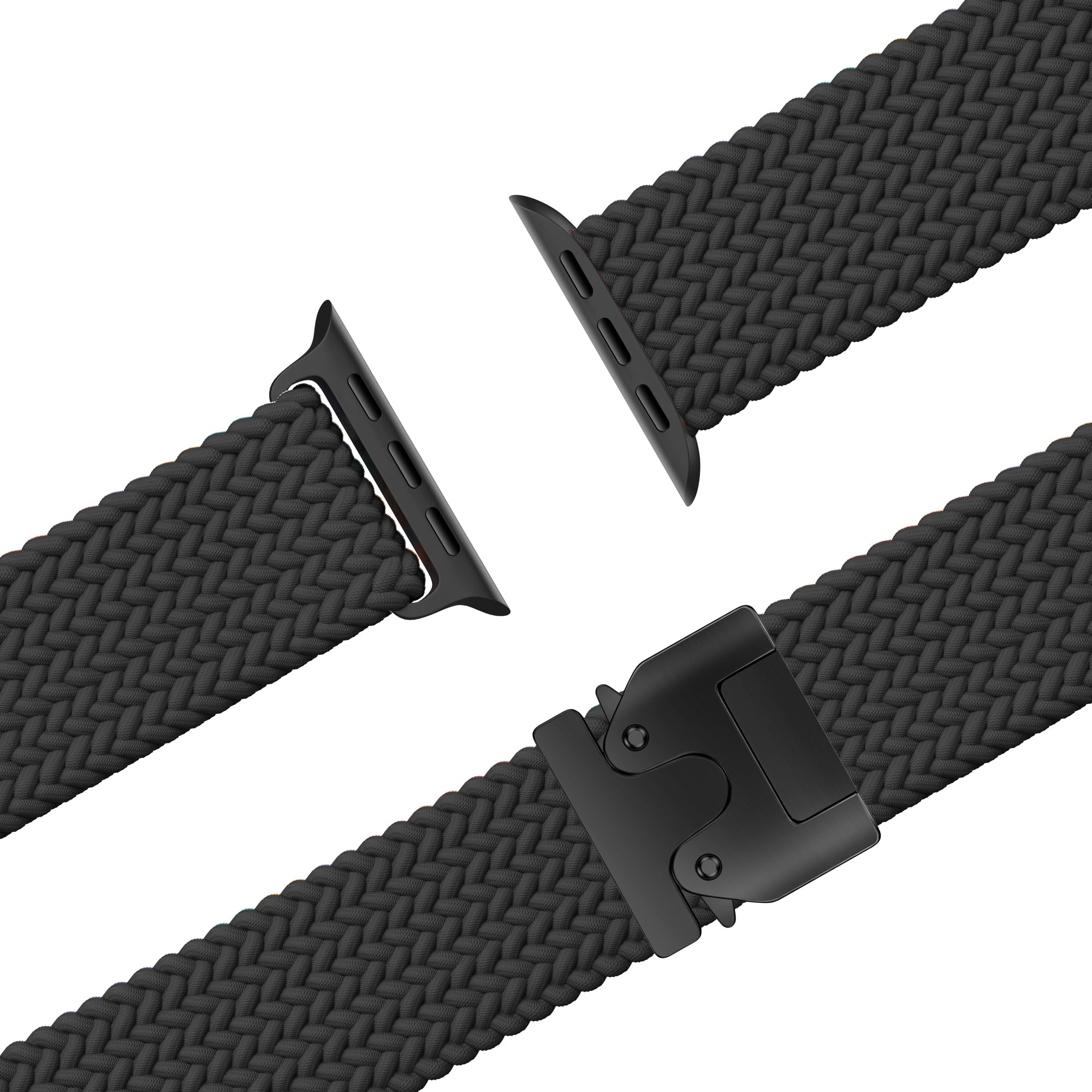 Bandz Apple Watch gevlochten nylon band met P-buckle (zwart)