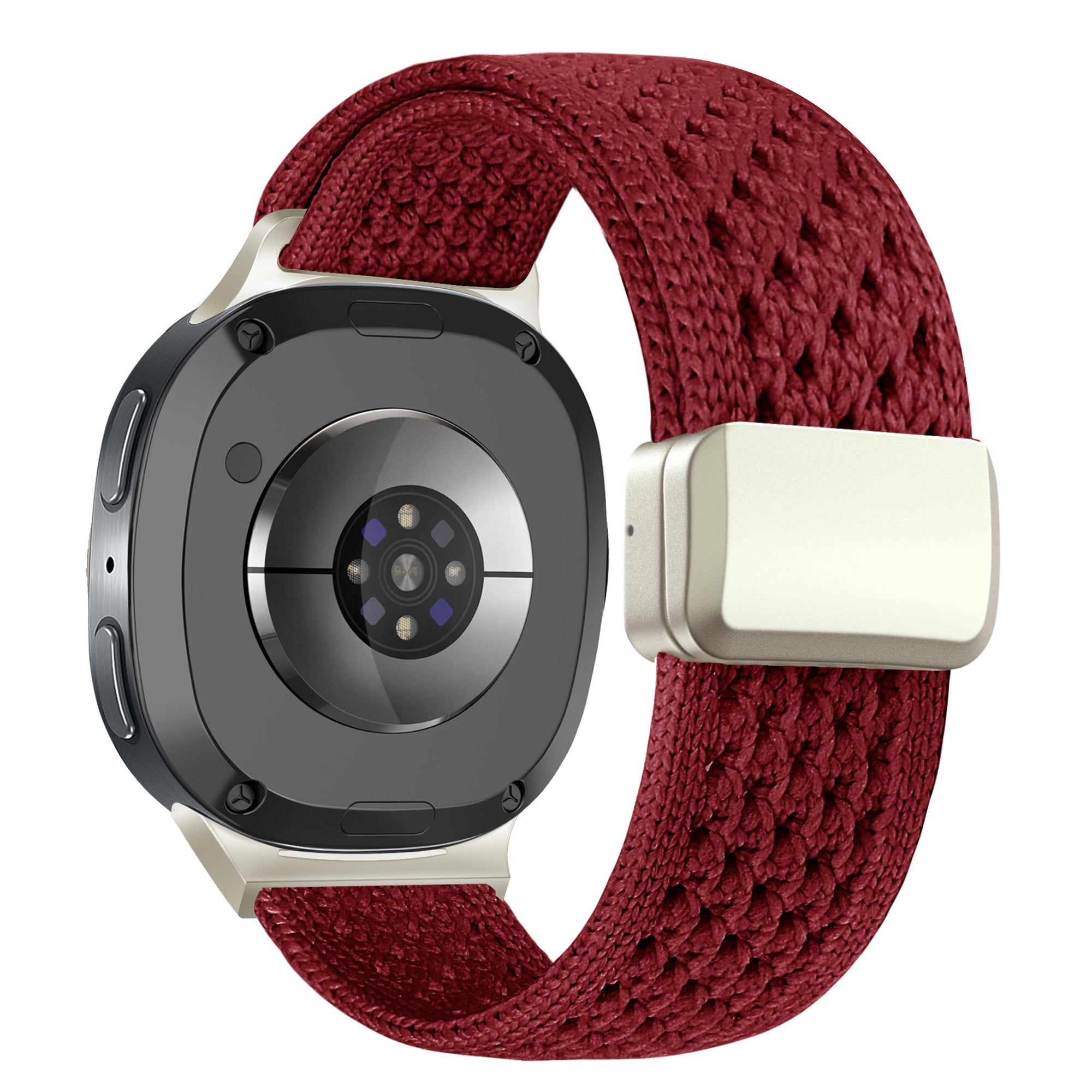 Bandz Samsung Galaxy Watch 8 Classic vintage nylon bandje (wijnrood)