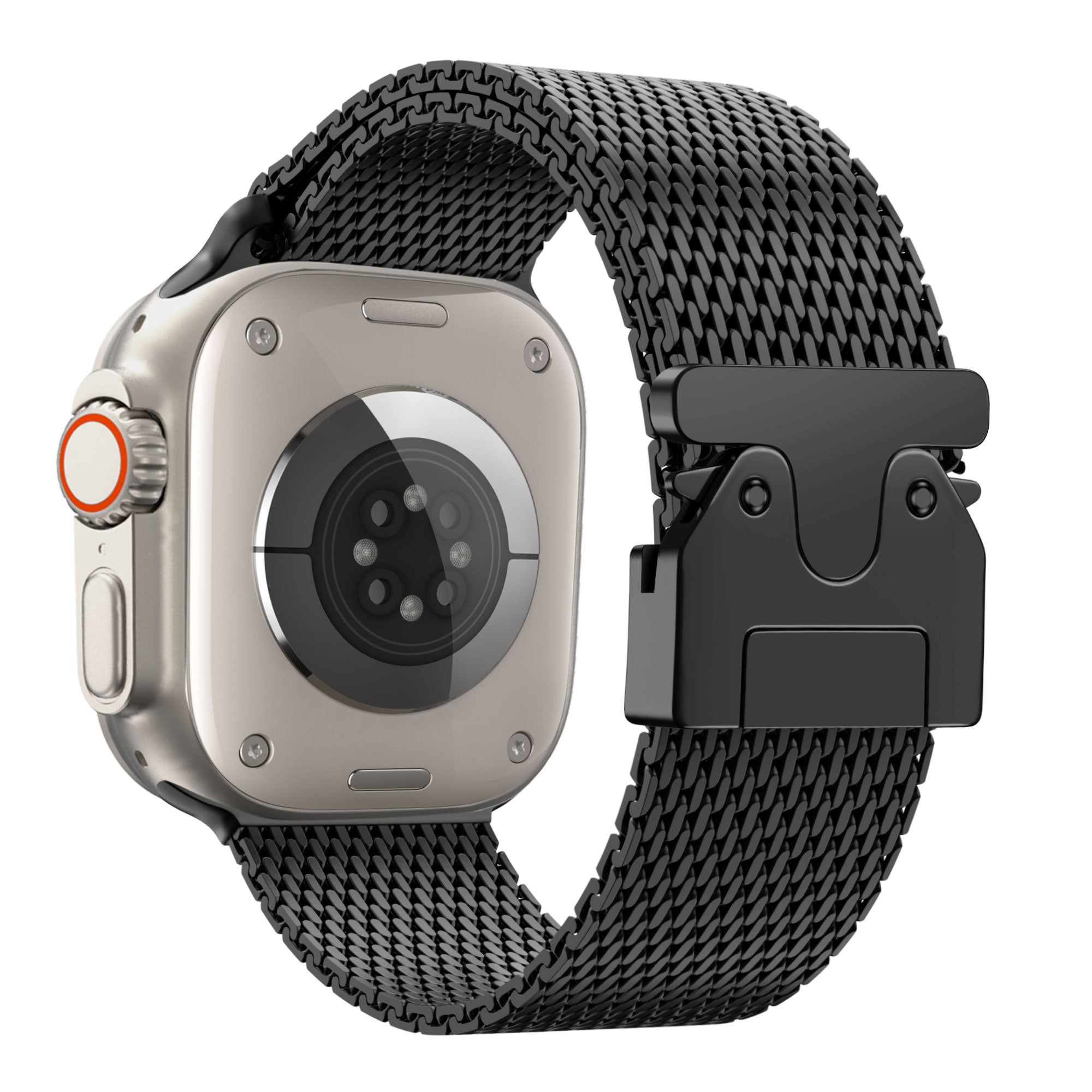 Bandz Apple Watch Milanese loop band met P-buckle (zwart)