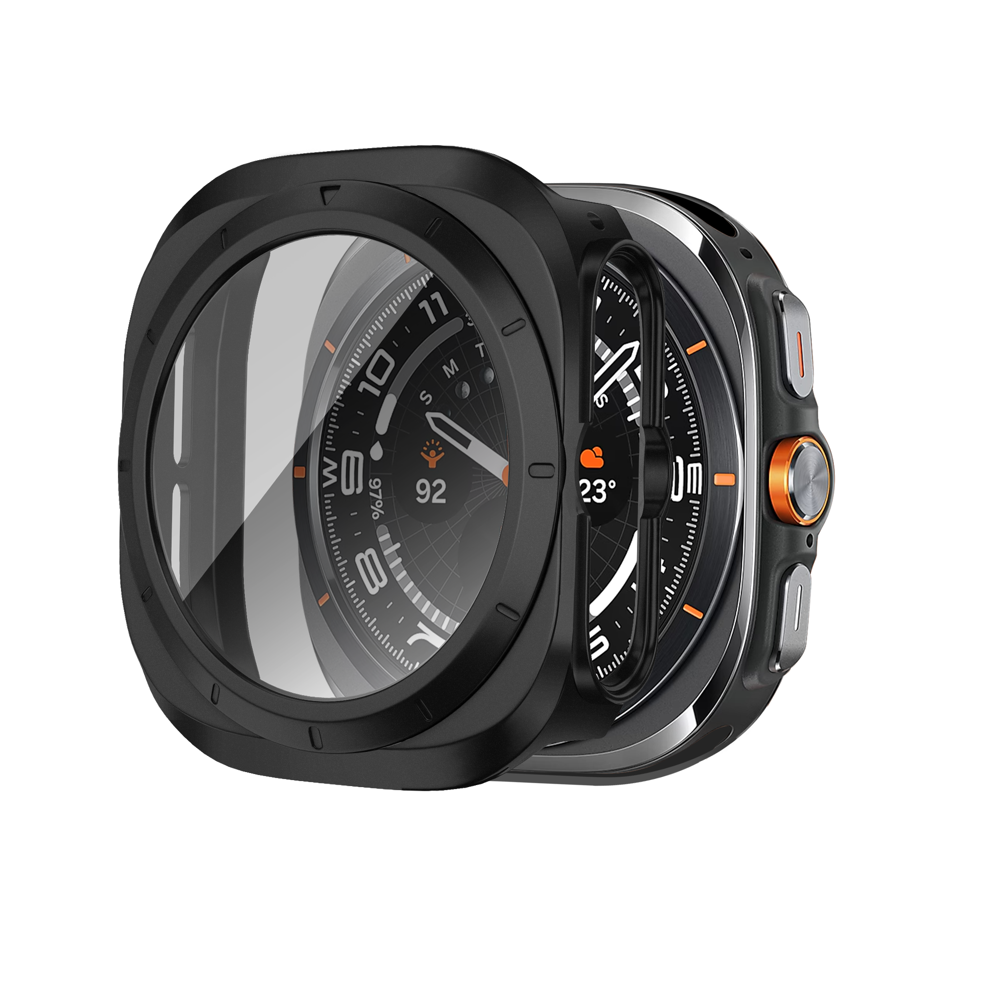 Bandz Samsung Galaxy Watch Ultra PC hoesje met glas (zwart) 