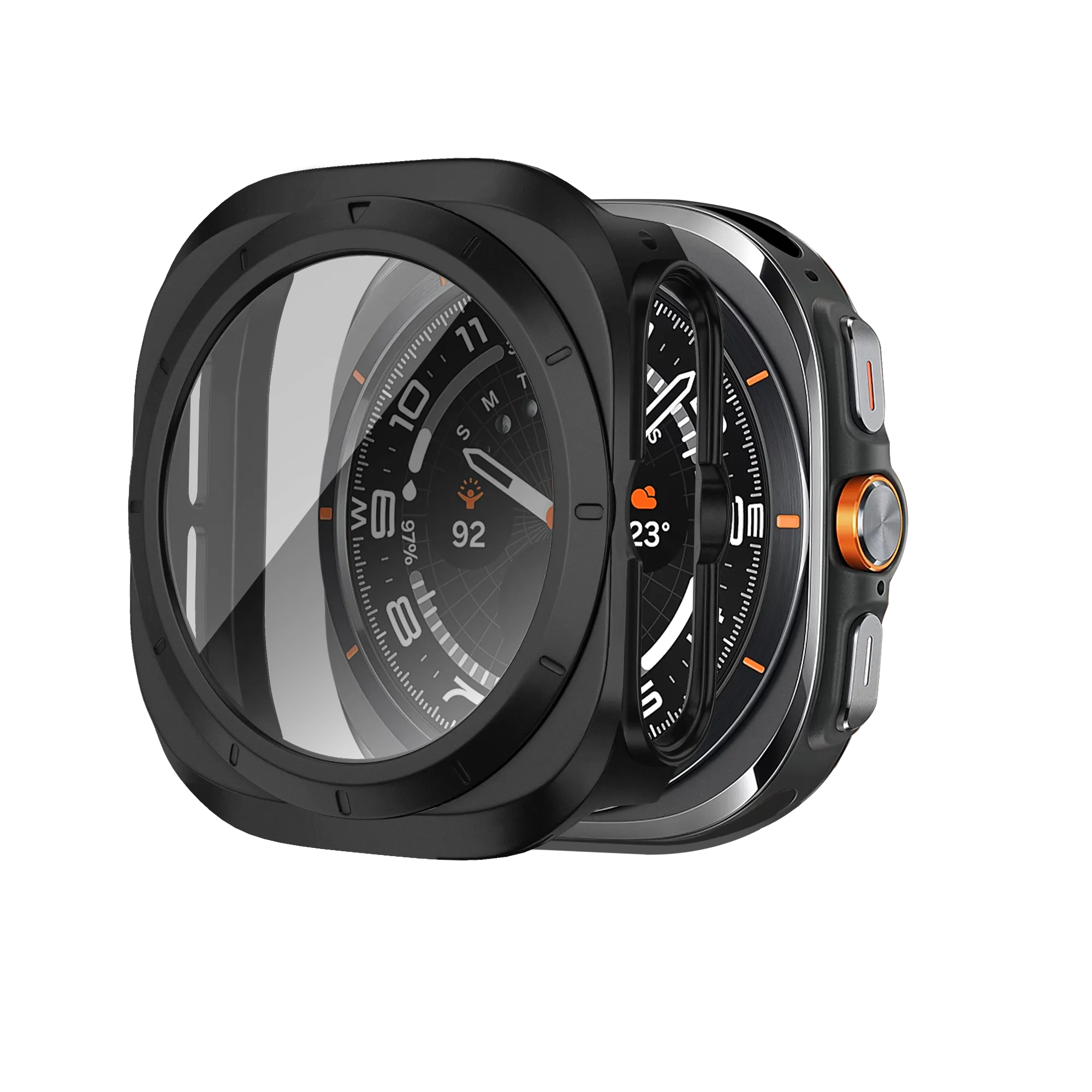 Bandz Samsung Galaxy Watch Ultra PC hoesje met glas (zwart) 