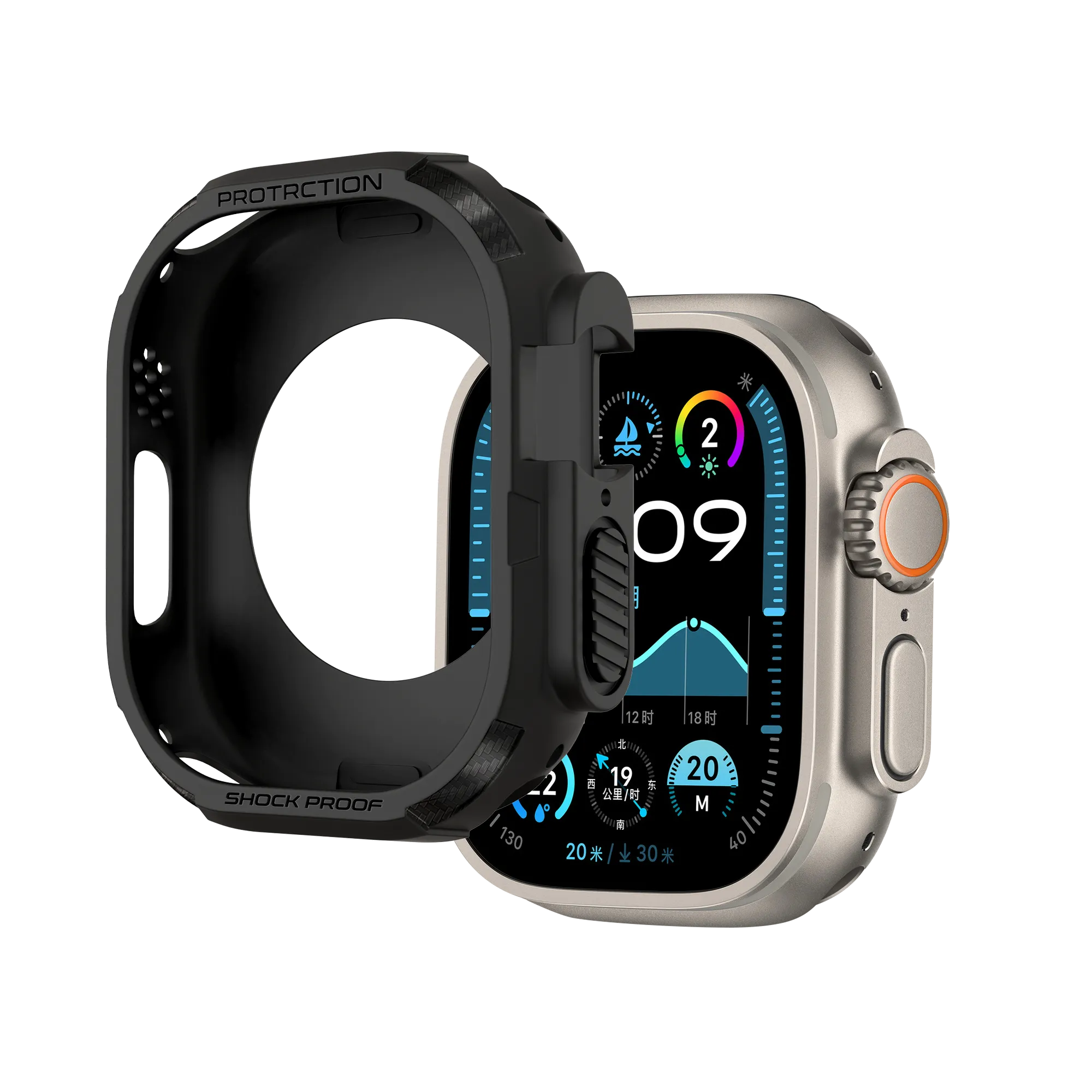 Bandz Apple Watch Ultra - 49mm robuust TPU hoesje (zwart)