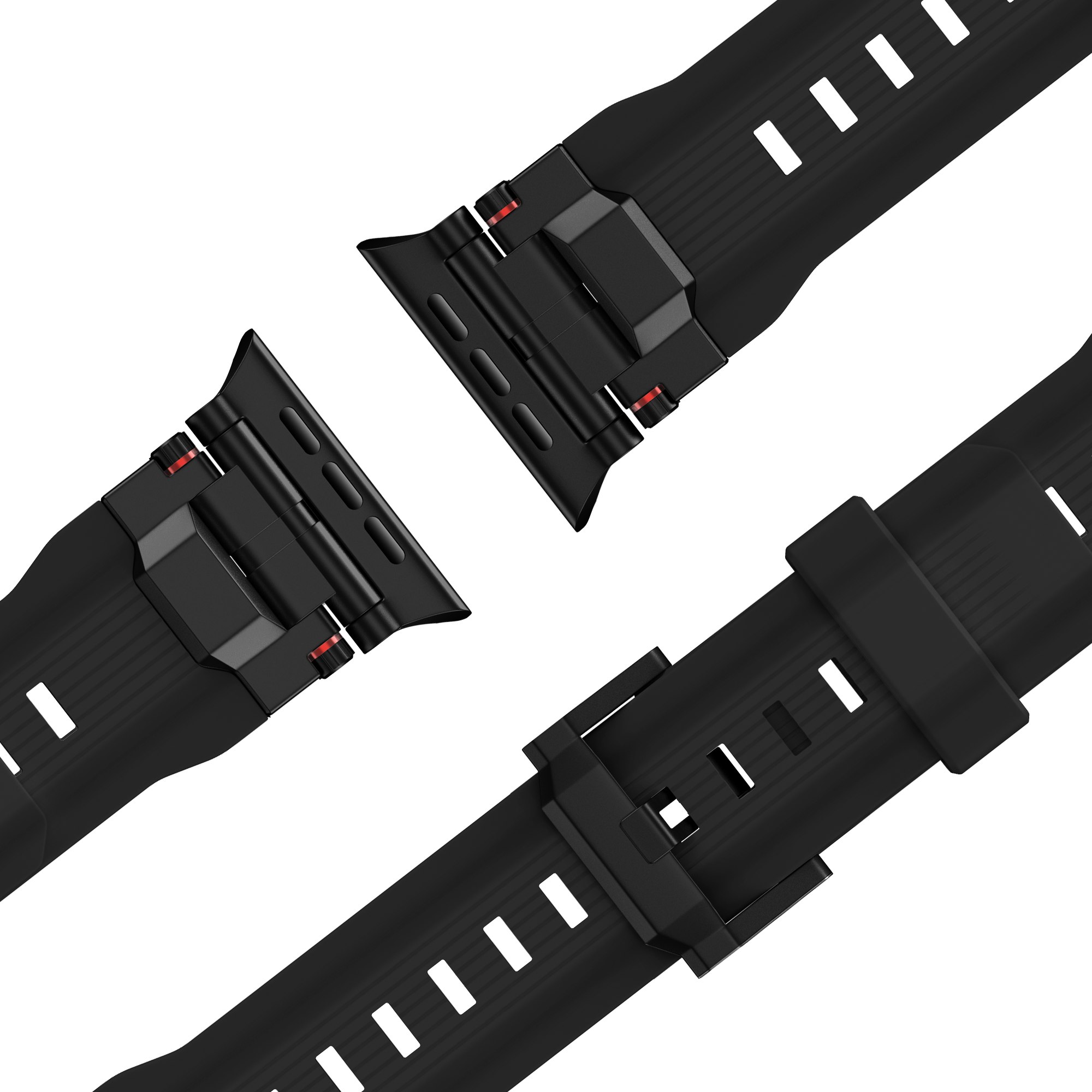Bandz Apple Watch liquid siliconen band 'Explorer' (zwart met zwart)