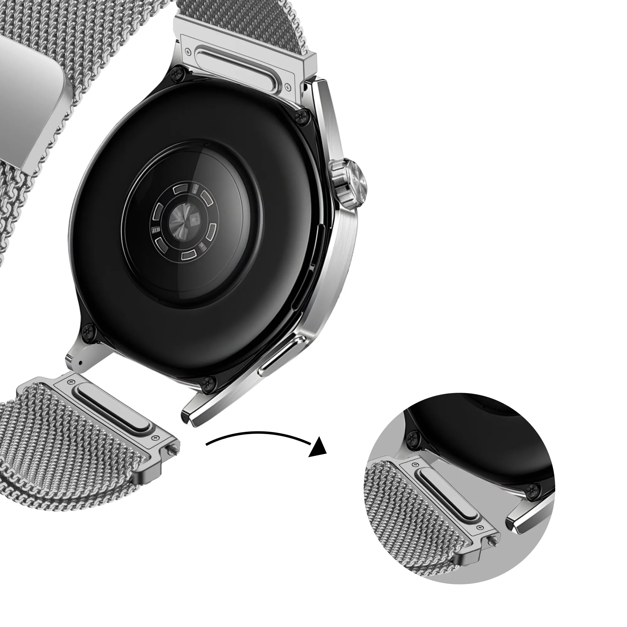 Bandz Coros Apex 42mm Milanese Strap 'Easy fit' (Silver)