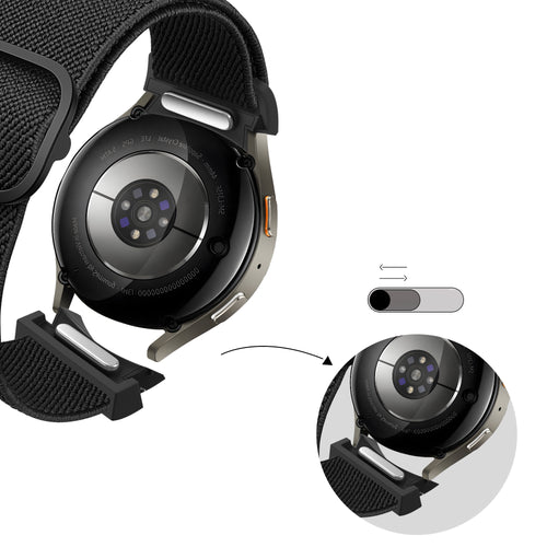 Bandz Samsung Galaxy Watch 4 44mm elastische band 'Easy fit' (zwart)