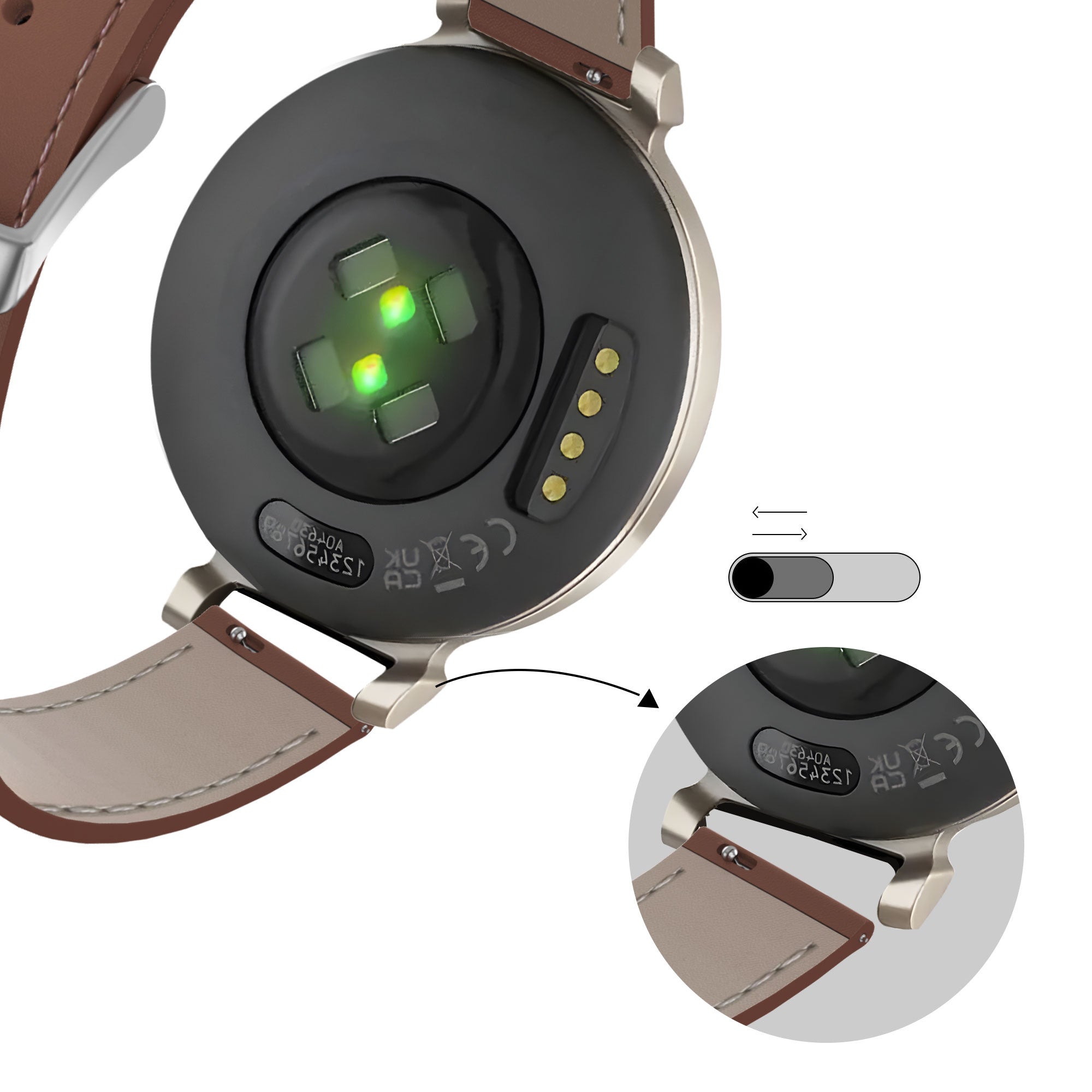 Leren horlogeband 14mm - universeel - bruin