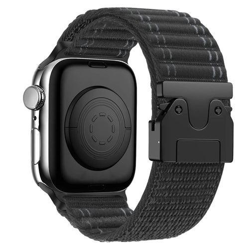 Bandz Apple Watch nylon band 'Deluxe' met P-buckle (zwart)