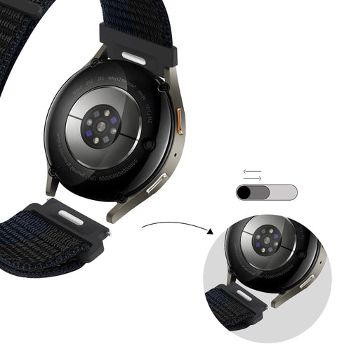 Bandz Amazfit GTS 3 nylon band 'Easy fit' (zwart/blauw)