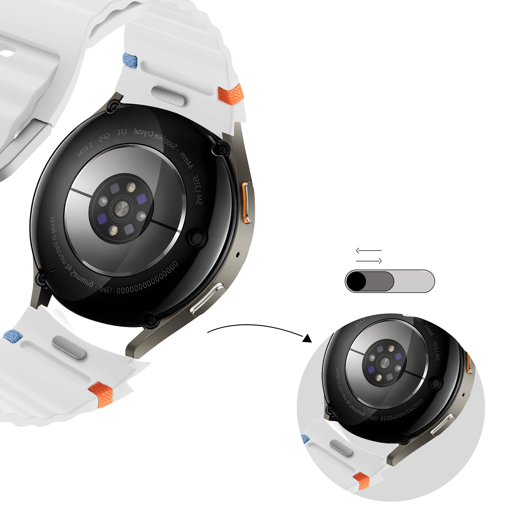 Bandz Samsung Galaxy Watch 6 Classic - 43mm wave band 'Easy fit' (wit)