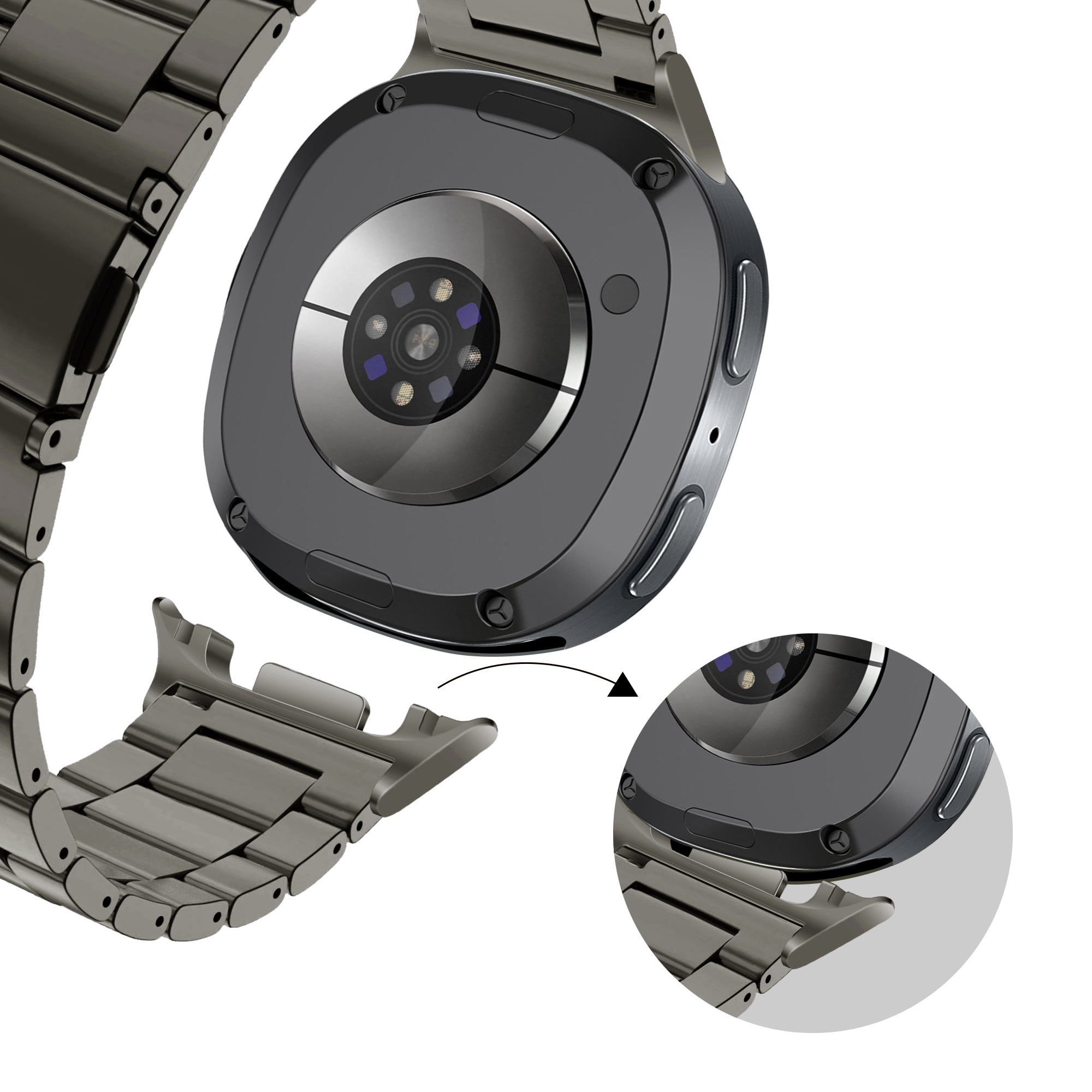 Bandz Samsung Galaxy Watch 8 - 44mm stalen band 'Classic' (grafiet)