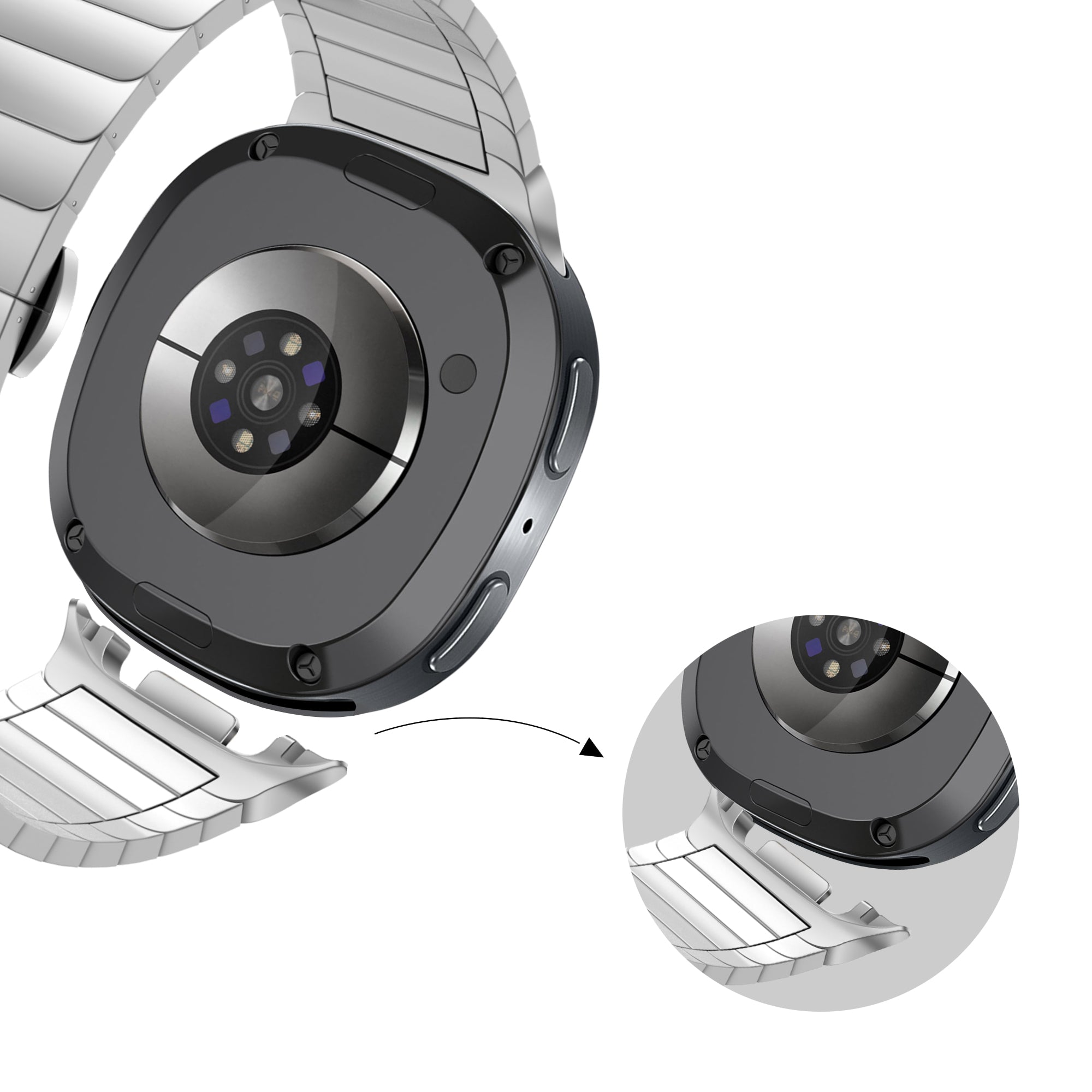 Bandz Samsung Galaxy Watch 8 - 44mm Steel Strap 'One Bead' (Silver)