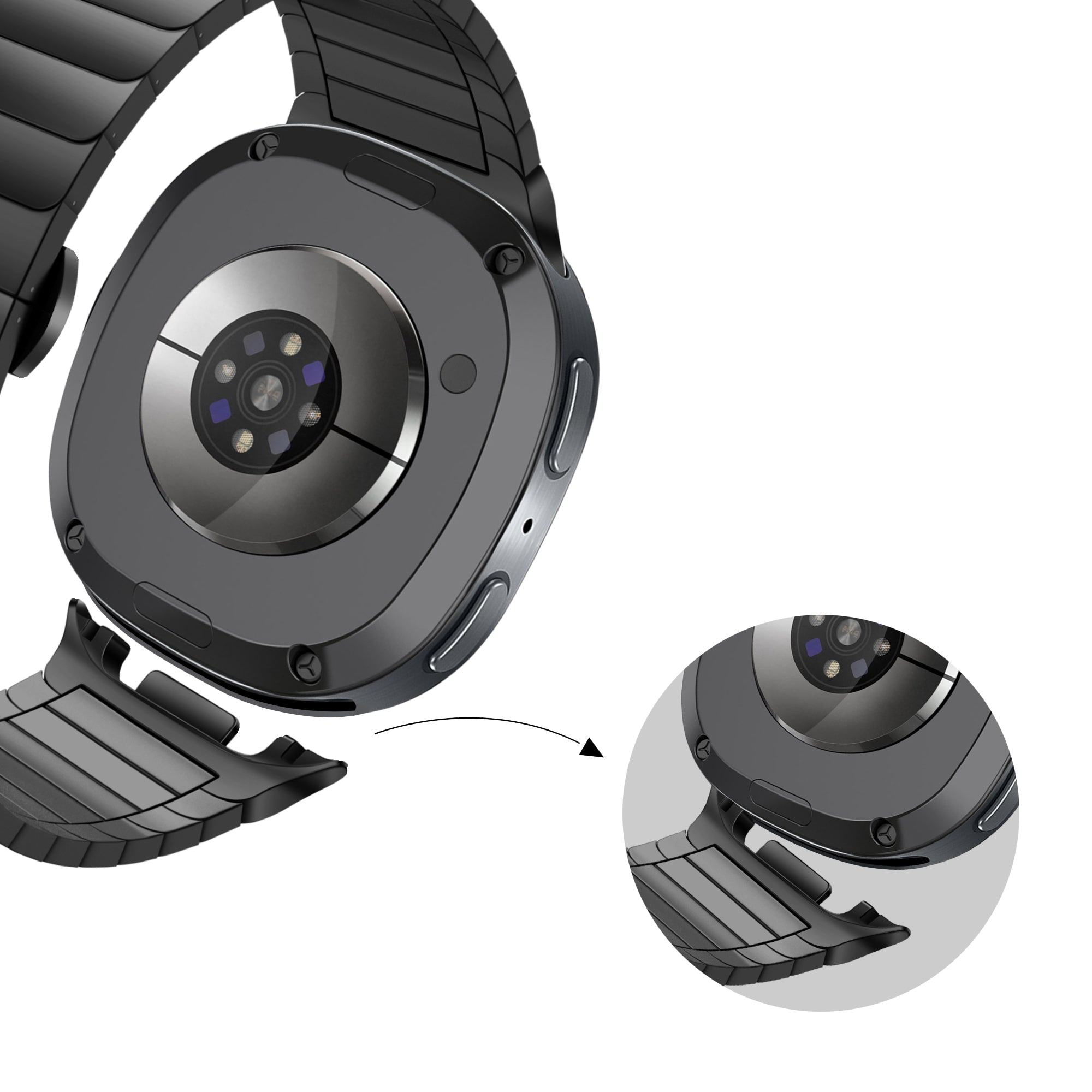 Bandz Samsung Galaxy Watch 8 - 40mm stalen band 'One Bead' (zwart)