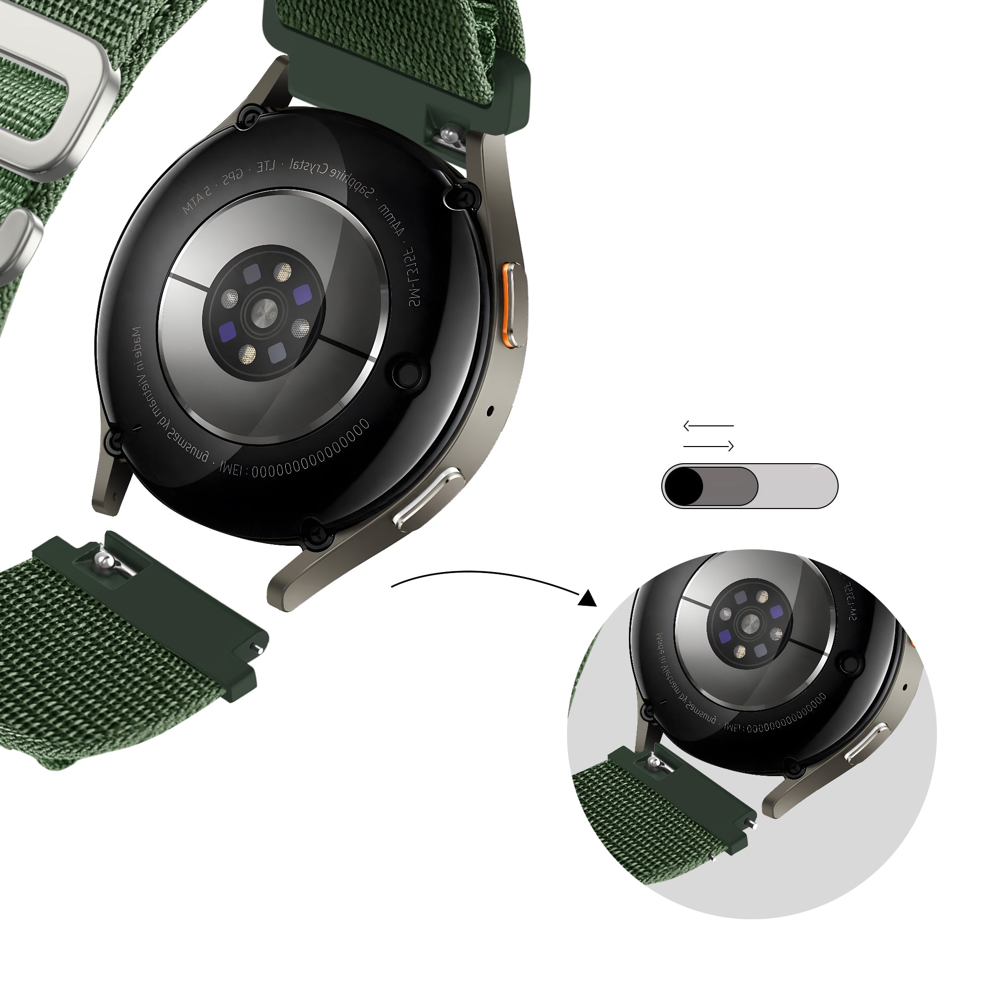 Bandz Huawei Watch Ultimate Alpine nylon band (olijfgroen)